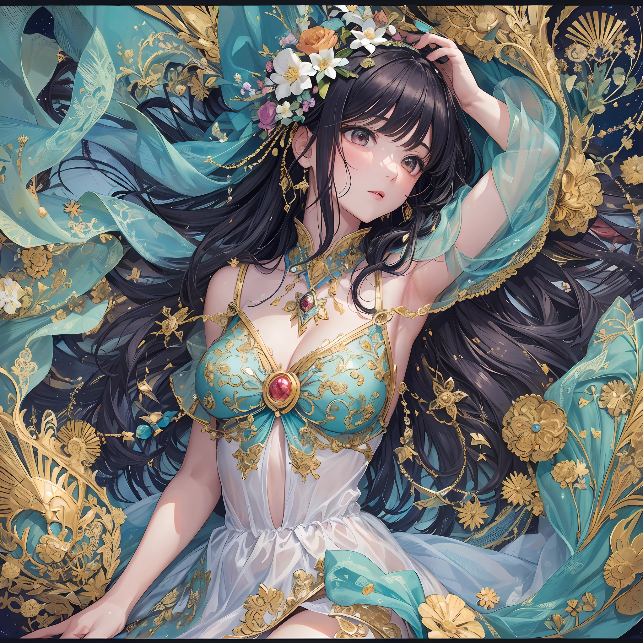 (Masterpiece), ((Highest Quality)),(Official Art),(Beautiful Indulgence:1.2),(Dress),(1 Girl: 1.3),Upper Body,Armpit,A beautiful woman wearing a dress with a detailed and delicate design sealed in a crystal, and a beautiful woman grows up by taking in the sealed crystal. It shines faintly in the light of the midnight moon. Detailed drawing. Bright colors. Colorful, highest detail ((ultra detail)),(highly detailed 2D illustration),((very delicate and beautiful)))super detail, wakame, wakame, wakame, wakame, wakame, wakame, wakame, wakame, wakame, wakame, wakame, wakame, wakame, wakame, wakame