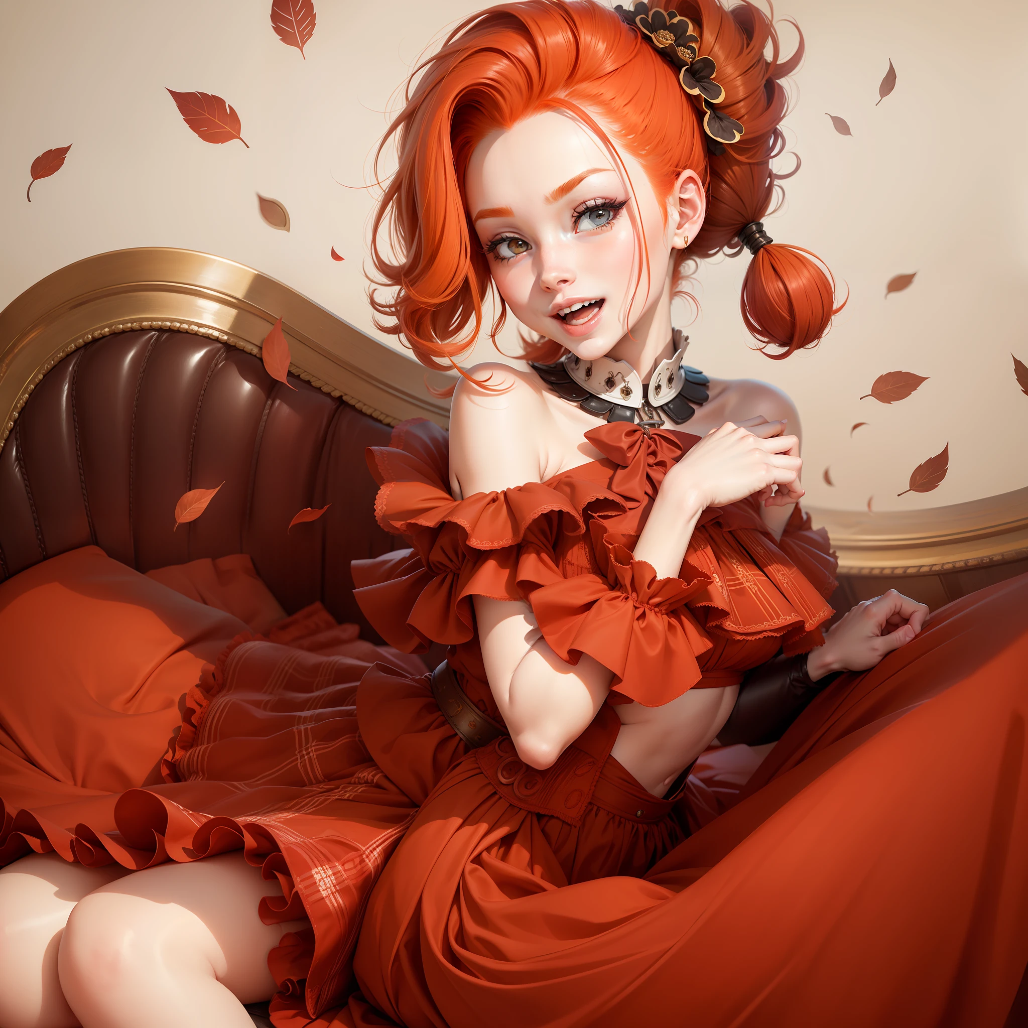 Redheaded, enthusiastic, cheerful, coquettish