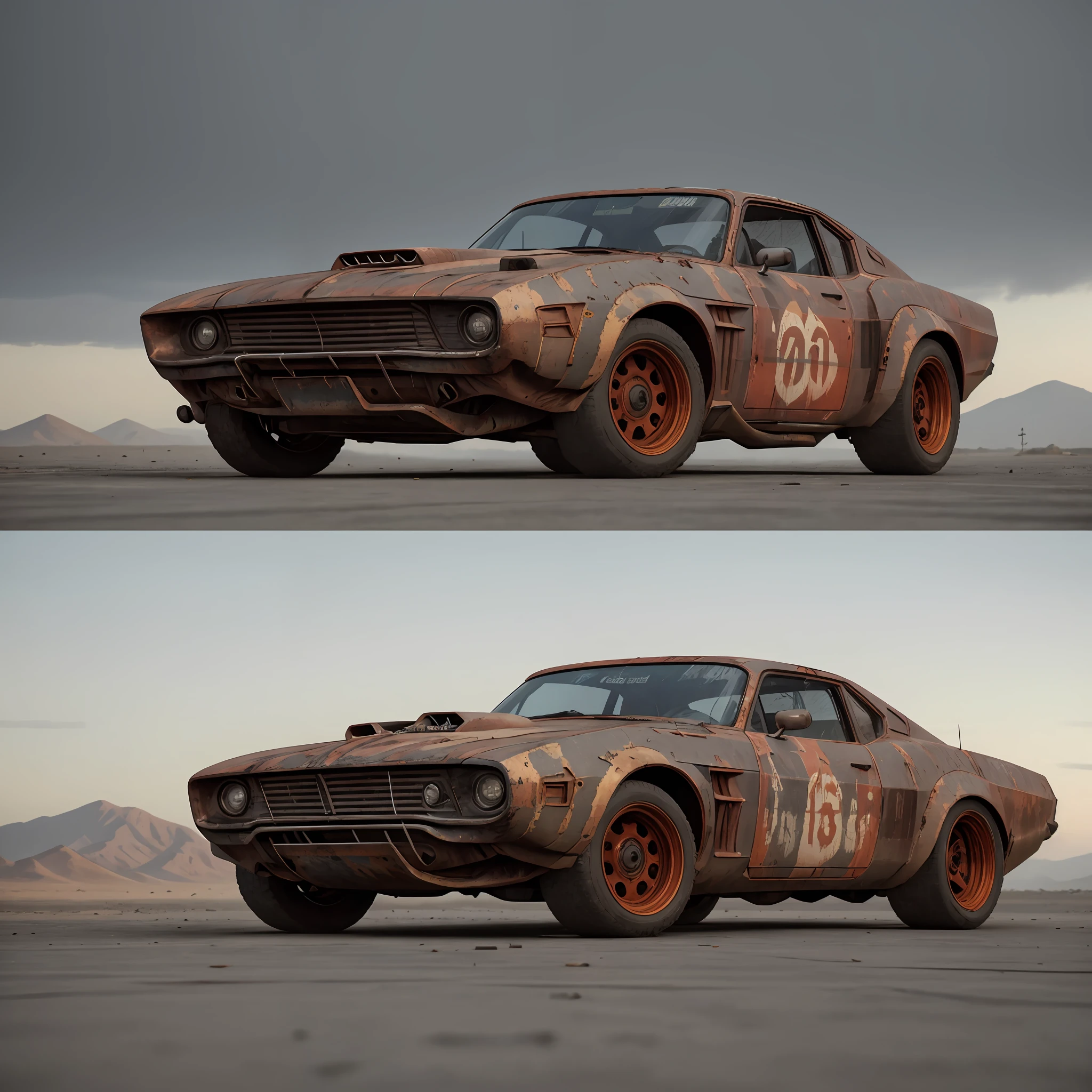 a photo of a rusty tslas (zeekars), 3/4 front view, survival, post-apocalyptic, cyberpunk, outdoors, night, destruction, urban decay, masterpiece, photorealistic, 8k, high detail, dark theme,