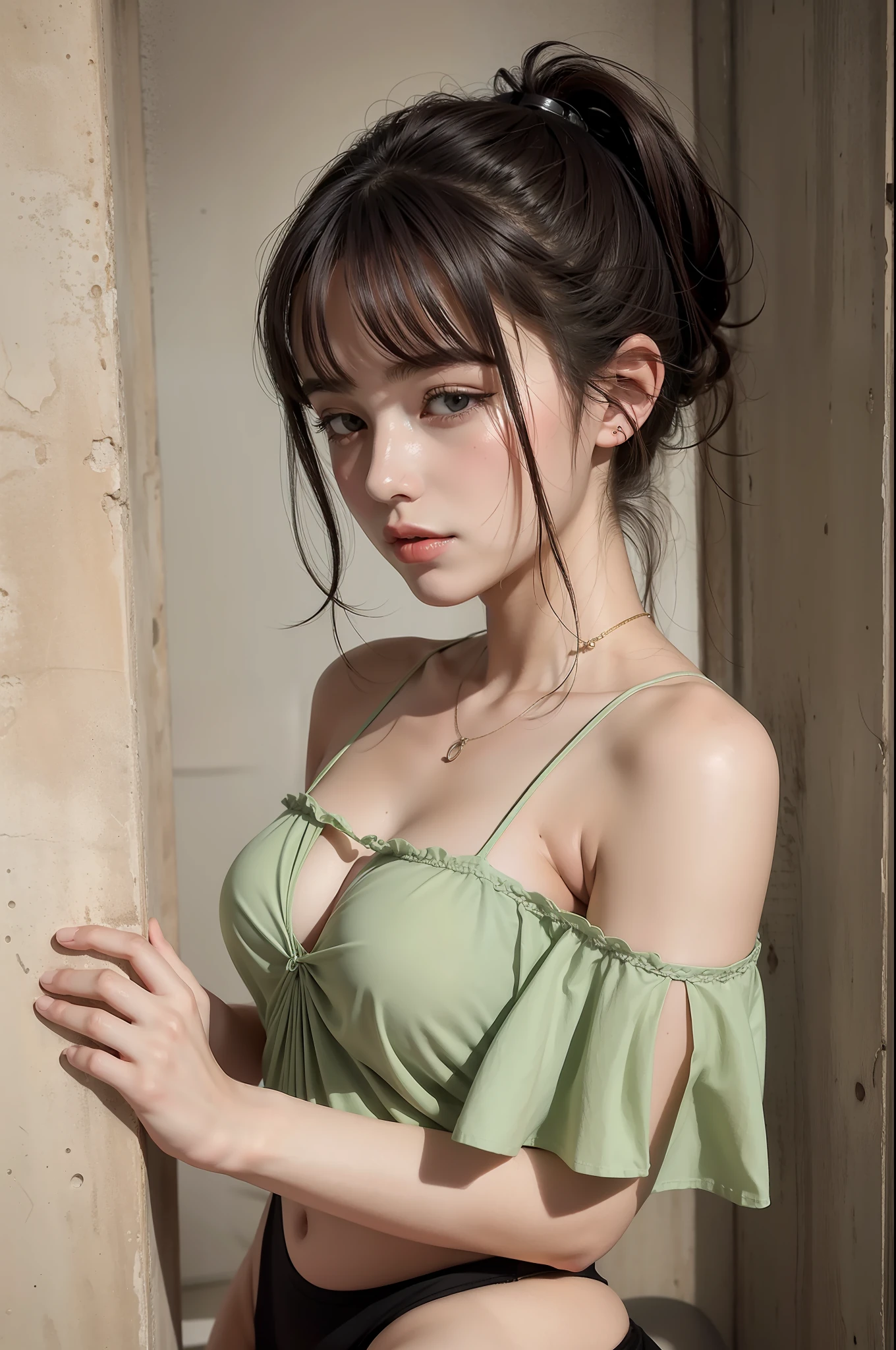 camisole, braless, 18-year-old woman,