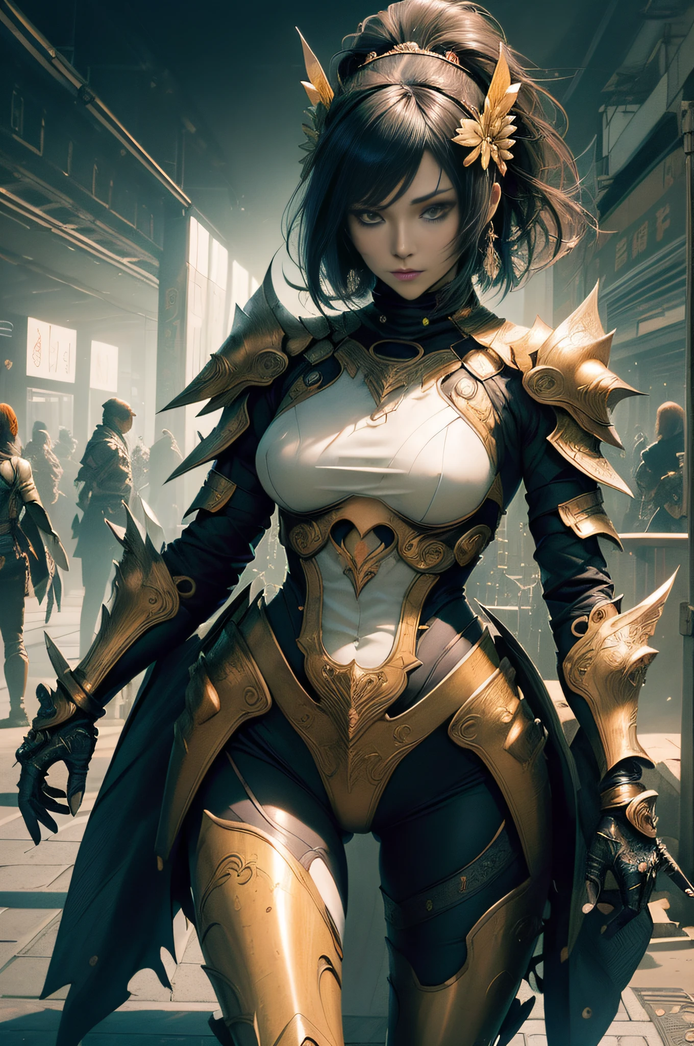 [Detailed illustrations, art based on extremely ideal anatomy, very detailed and detailed drawings, slow and delicate lines, realistic texture expression],((Color tressed main lines)),(Artwork with outstanding craftsmanship),(Shinjuku background at night),[(HENTAI ANIME) NINJAGirl Japanese Beauty 15 years old Petite and muscular ((Slim body)) Short bob cut],((Hornet) Orange Ninja Battle Armor) Scarf (Stole) (Fitting Rubber Inner) Honeycomb (Edge) ((((Hair ornament)))) (Dull metallic luster),Gravure (((KUNOICHI))),((Fine and beautiful skin expression (transparency)))),((Clear gaze)),((Perfect eye details (Beautifully drawn eyes))),( Beautiful perfect face (realistic face details)),((Beautiful hair details)),(Perfectly proportioned proportions)),(Design built to a high level,((Advanced structural understanding of materials)),Ideal color coordination),((Artistic decoration)) ((Dense details)),((Detail,High definition)),[(Ultra-precision detail),(((Multilayer texture)), HighQuality,High Resolution],((Accurate simulation of light-material interaction, understanding of air flow, mechanically correct representation)),(((Visual art with a sense of narrative)).