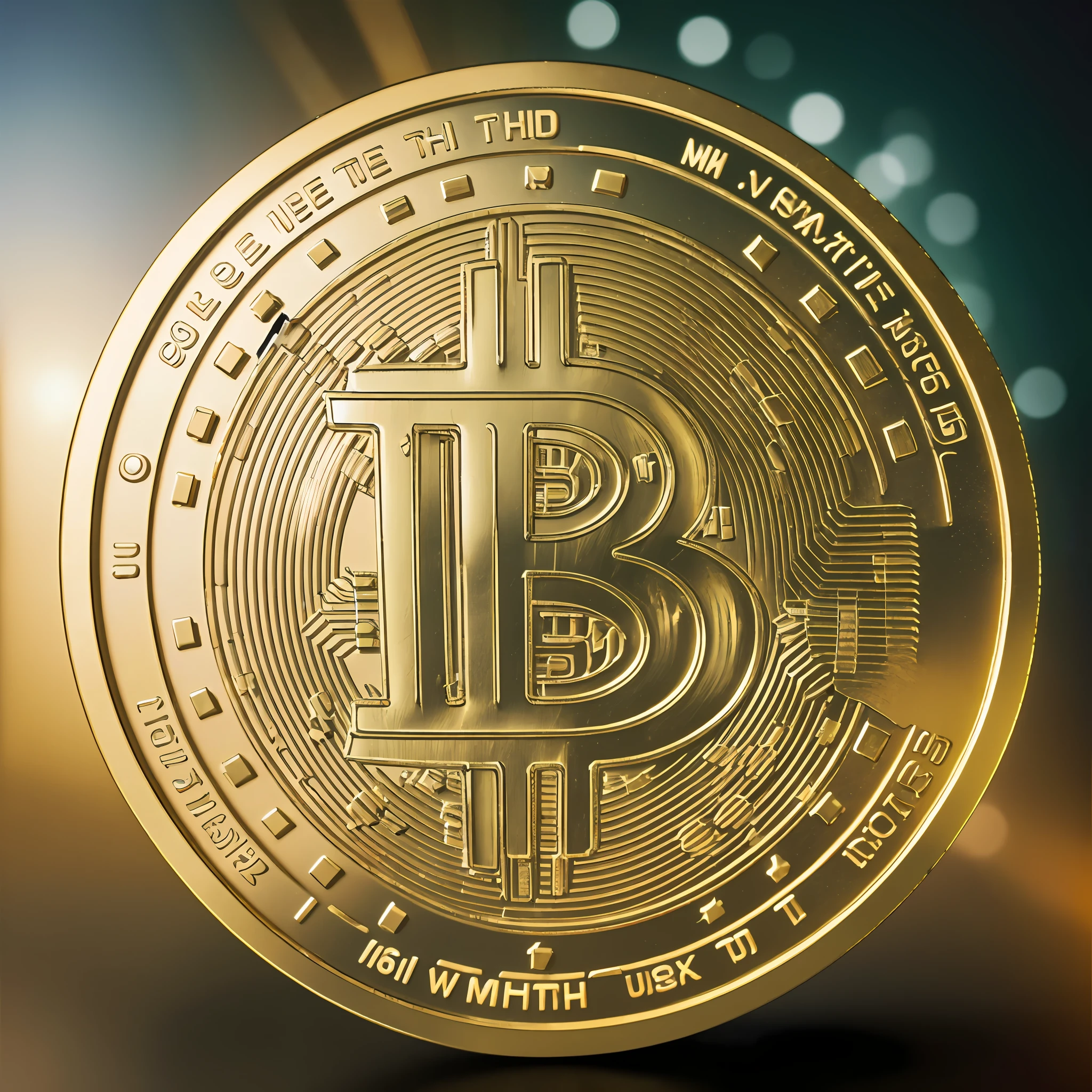 Bitcoin, optical illusion, vignetting, UHD, masterpiece, 16k, high quality, super detail --auto --s2