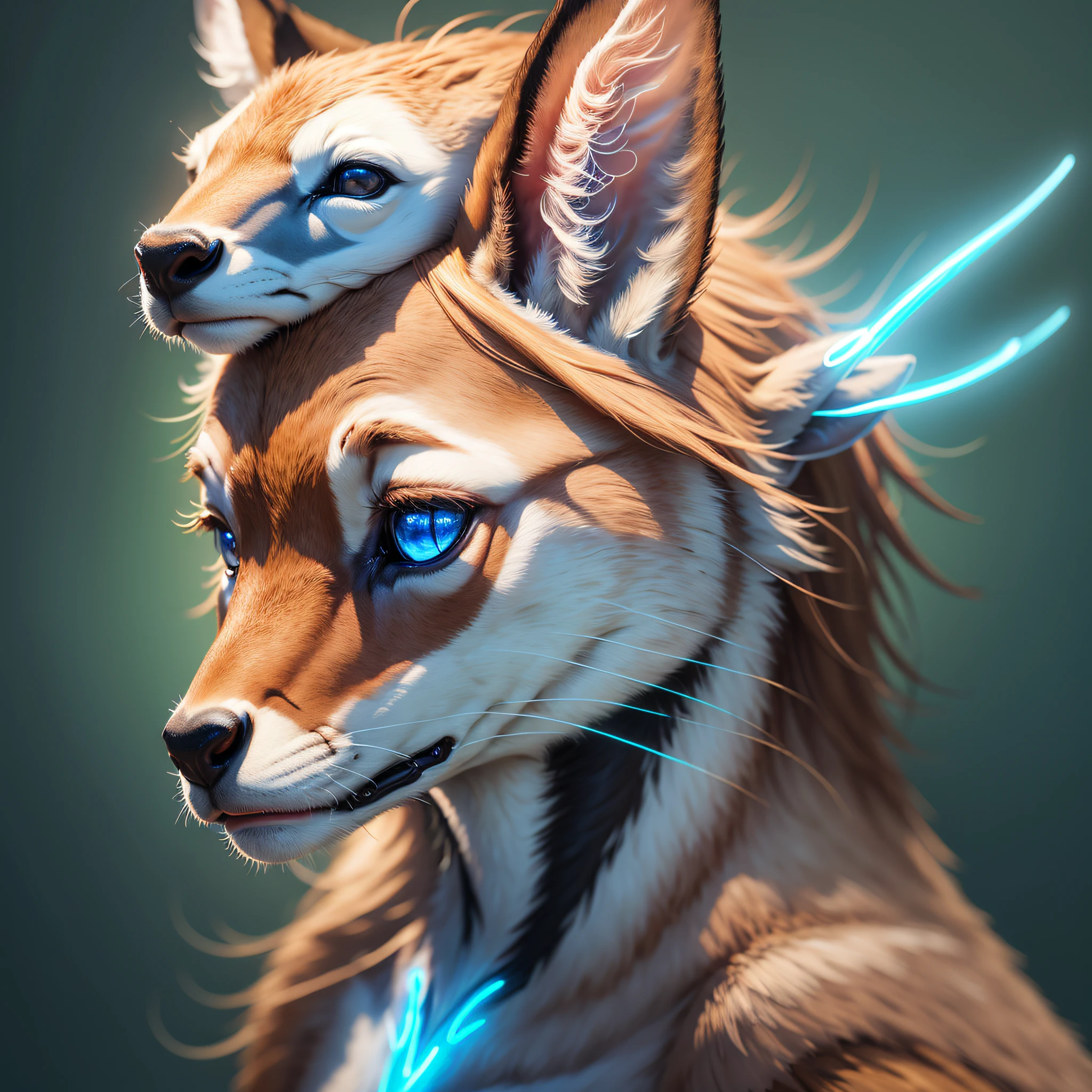 (8k, RAW photos, best quality, masterpiece: 1.2), (realistic, photorealistic: 1.37), neon glow contoured cerb, neutral background, deer aurea, neon blue outline, neutral background without elements --auto --s2