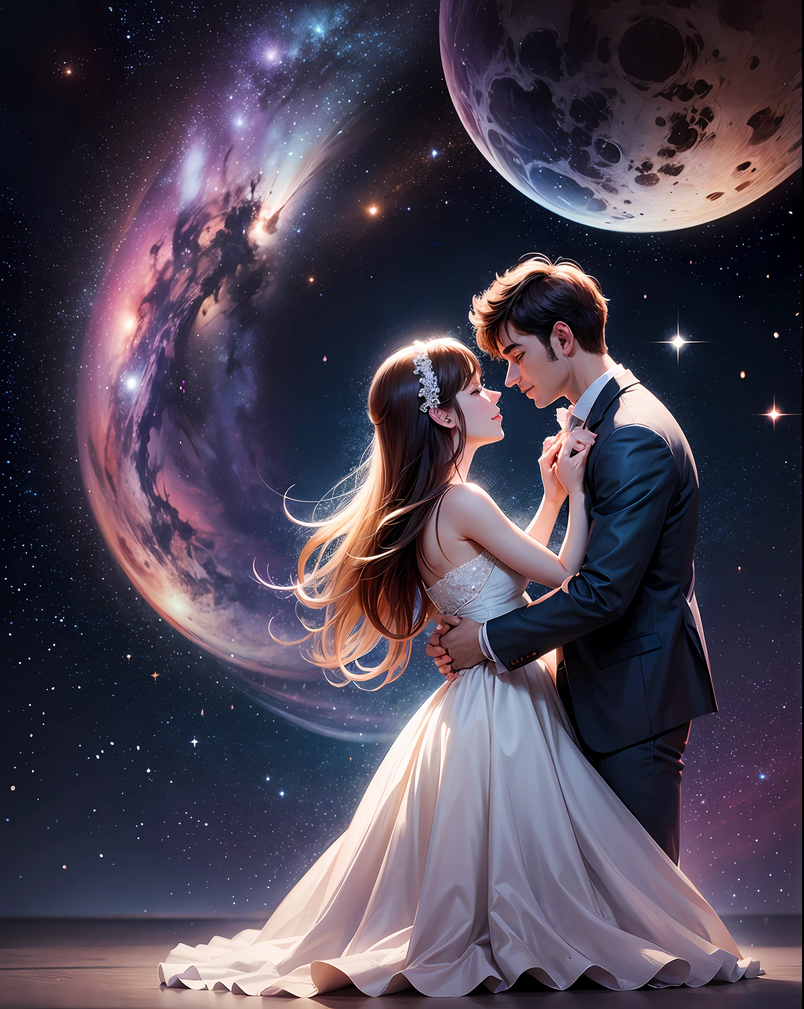 Couple dancing in the universe near the galaxy --auto --s2