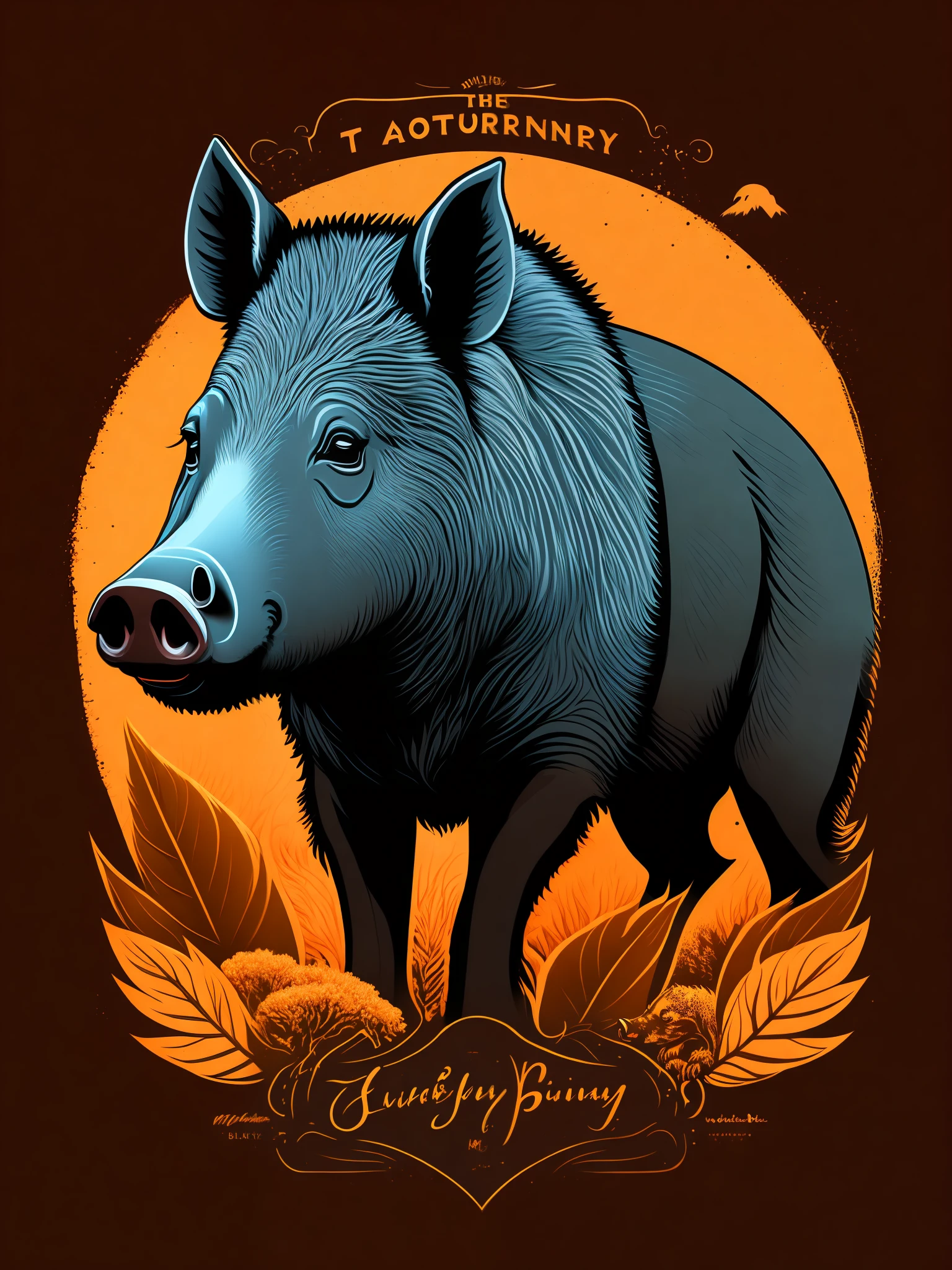 Image of a wild boar t-shirt design, rzminjourney, vector art