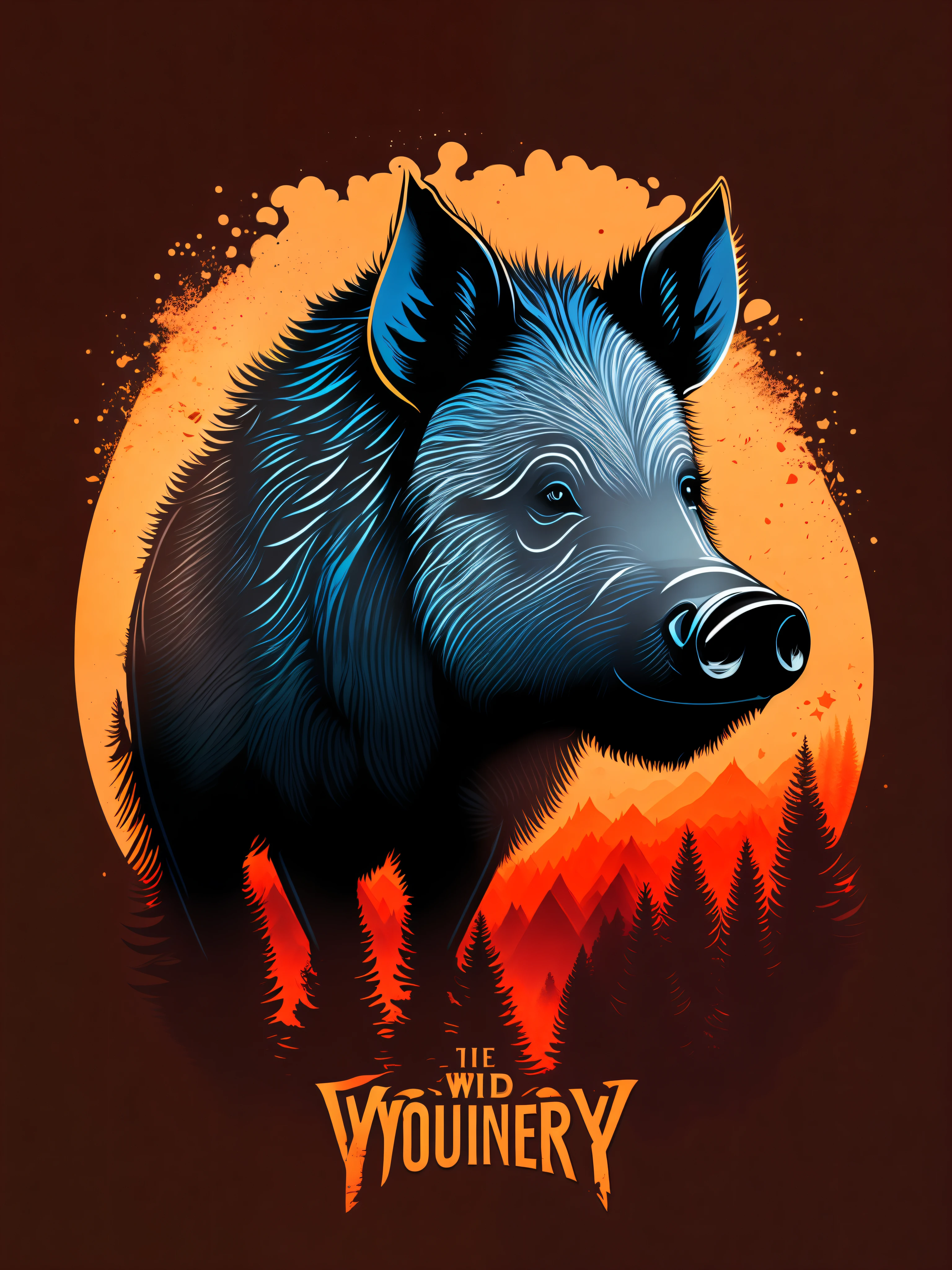 Image of a wild boar t-shirt design, rzminjourney, vector art