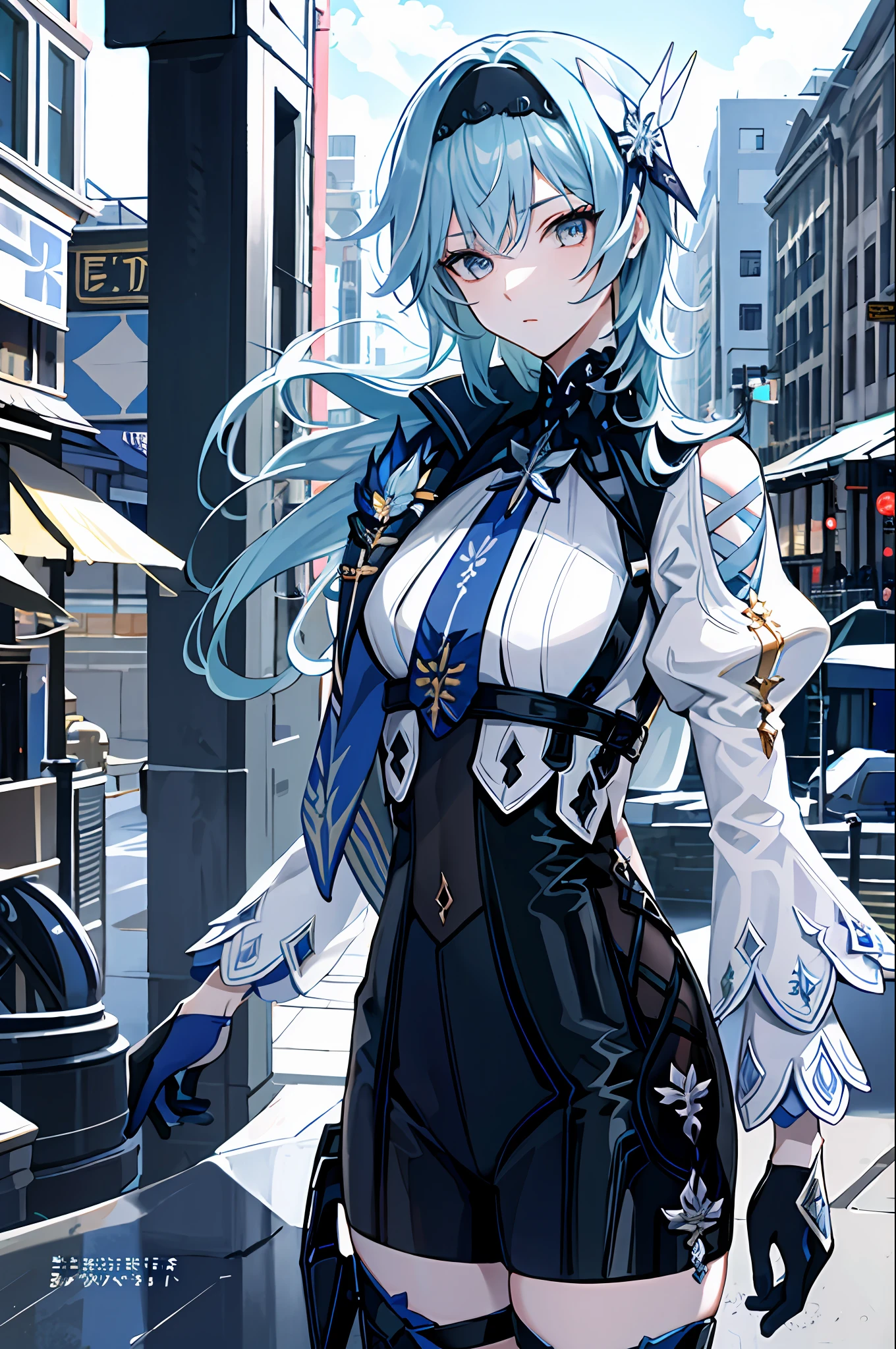 {{{{masterpiece}}}}, {{{hyper detailed}}}, {{{highres}}}, {{good anatomy}}, (((best quality))), ((an extremely delicate and beautiful)), {{an extremely detailed and delicate}}, {8k cg wallpaper}, {stunning art}, {{illustration}}, {amazing}, original, mature, ((half-body shot)), ((pale skin)), intricate, (depth of field), highly detailed body, (((masterpiece))), (extremely high quality artwork), detailed face, masterwork, best quality, incredibly absurdness, ((best quality)), (ultra-detailed), (beautiful detailed eyes), (((Galaxy eyes))), ((bored eyes)), Helf-lid eyes, hyper intricate, extremely detailed girl, beautiful detailed eyes, vibrant eyes, ray tracing, [[[vibrant colors]]], from waist up, girl, sharp focus, [[best quality]], illustration, dynamic angle, depth of field, dynamic light, 1girl, (( long hair, straight hair)), blue hair, hair, silky hair, dynamic hair, medium breasts, (blue eyes), sharp eyes, long eyelashes, ((white shirt)), black tie, casual shirt, frown, bored expression, dynamic lights, god rays, cinematic lightning, (ultra-detailed:1.3), cloudy background, concrete floor
(magazine:1.3), (cover-style:1.3), fashionable, woman, vibrant, outfit, posing, front, colorful, dynamic, background, elements, confident, expression, holding, statement, accessory, majestic, coiled, around, touch, scene, text, cover, bold, attention-grabbing, title, stylish, font, catchy, headline, larger, striking, modern, trendy, focus, fashion,
