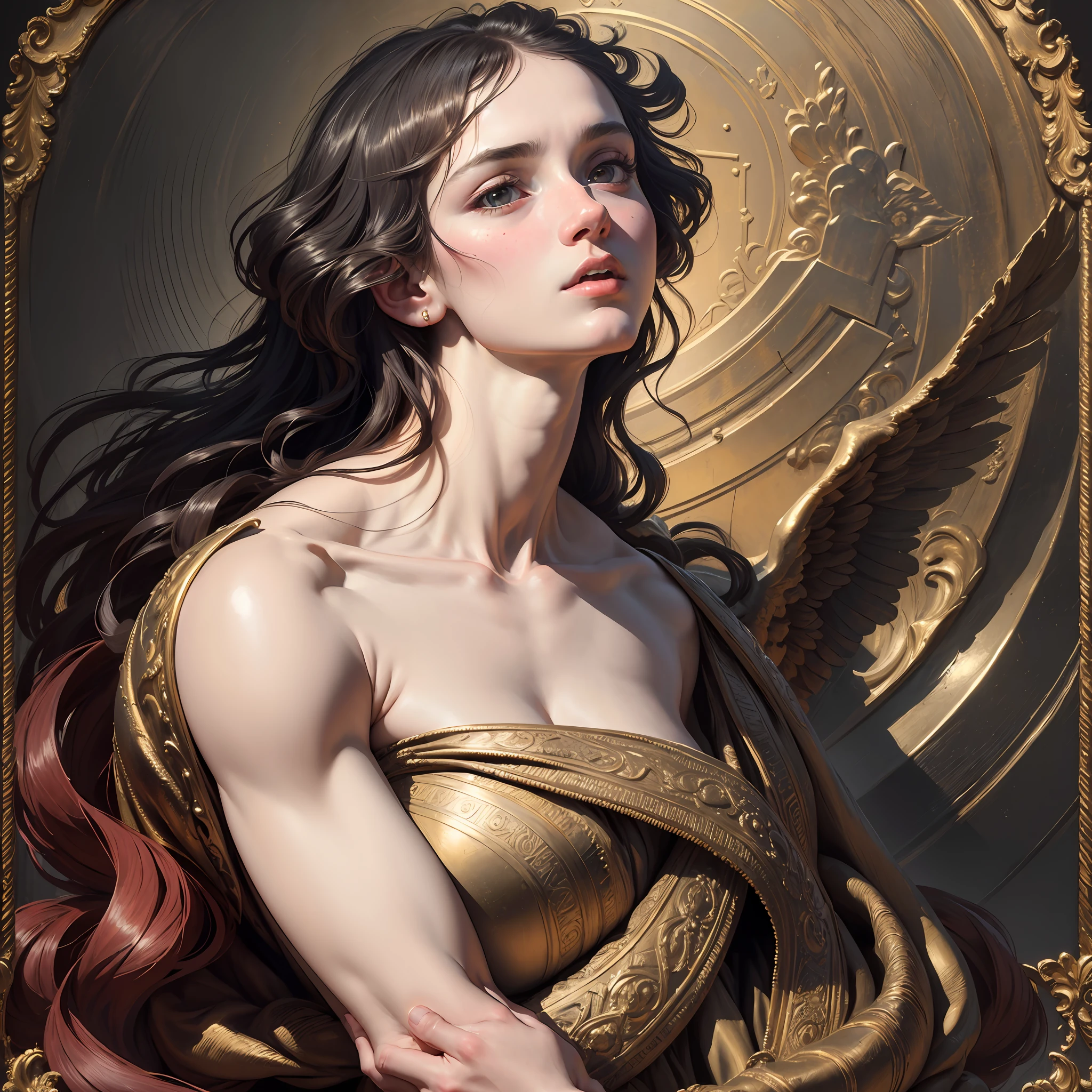 (masterpiece, high-quality), hyper-realism, Caravaggio-style, 8k Renaissance oil painting masterpiece, La Naissance Vénus (1879) by William-Adolphe Bouguereau style, Baroque aesthetics, Venus de Botticelli, demons and angels, renaissance art style. (style: The_Rap_of_the_Daughters_of_Leucippus_de_Peter_Paul_Rubens.),(style: Godfrey_Kneller_em_1689.),high resolution,painterly, Baroque style, chiaroscuro, dynamic composition, dramatic lighting, rich colors, detailed texture, divine expression, religious scene, floating scene --auto --s2