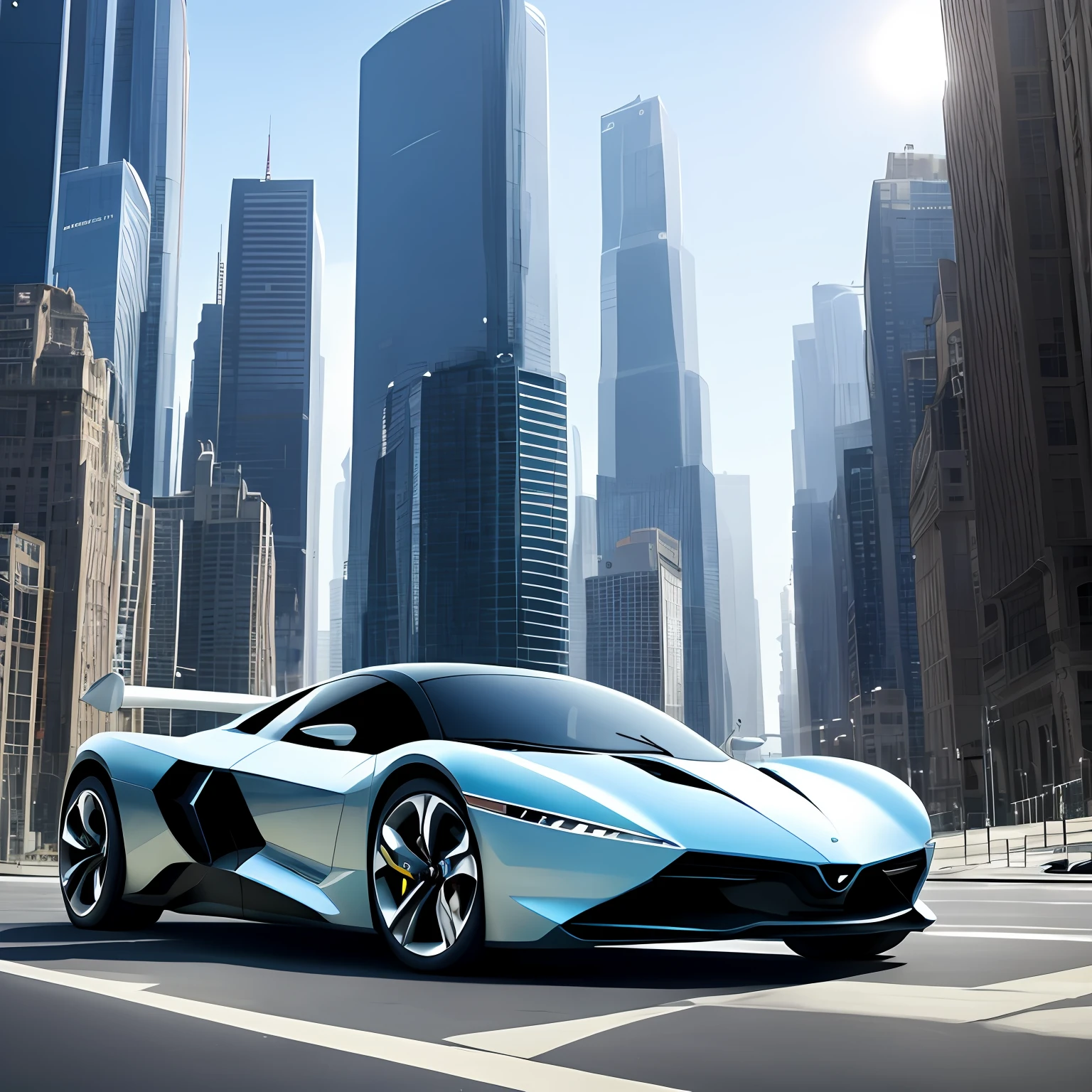 (best quality, masterpiece) a futuristic car, in a city, futuristic