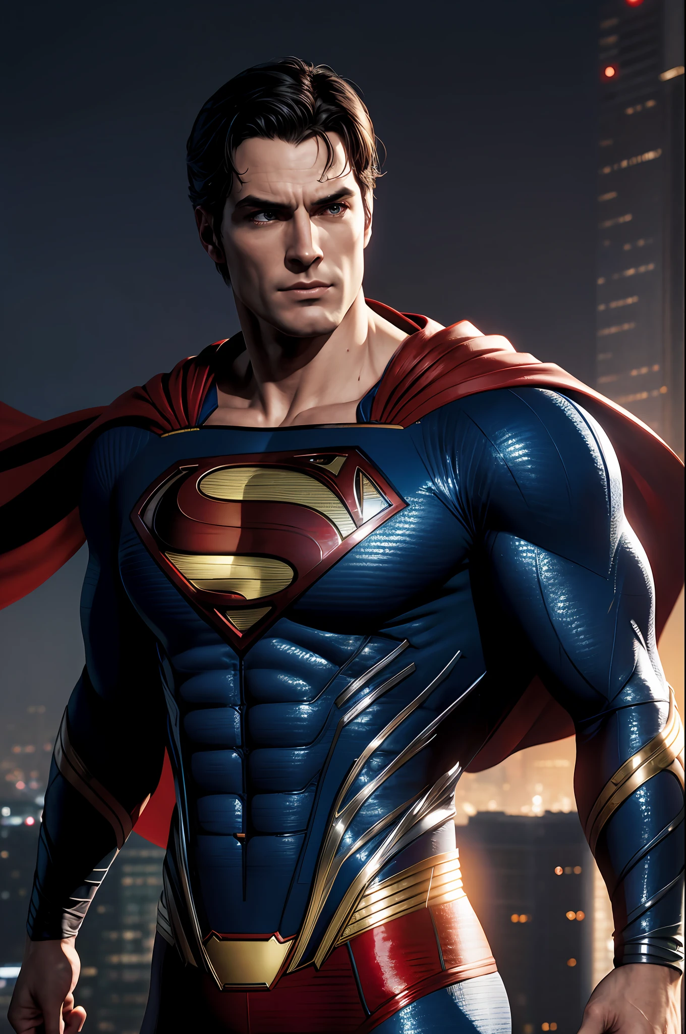 DC Comics, Superman, realistically, dynamic lights, old, full footage, (extremely detailed 8k wallpaper of CG unit), trend in ArtStation, trend in CGSociety, high detail, sharp focus, dramatic, photorealistic.