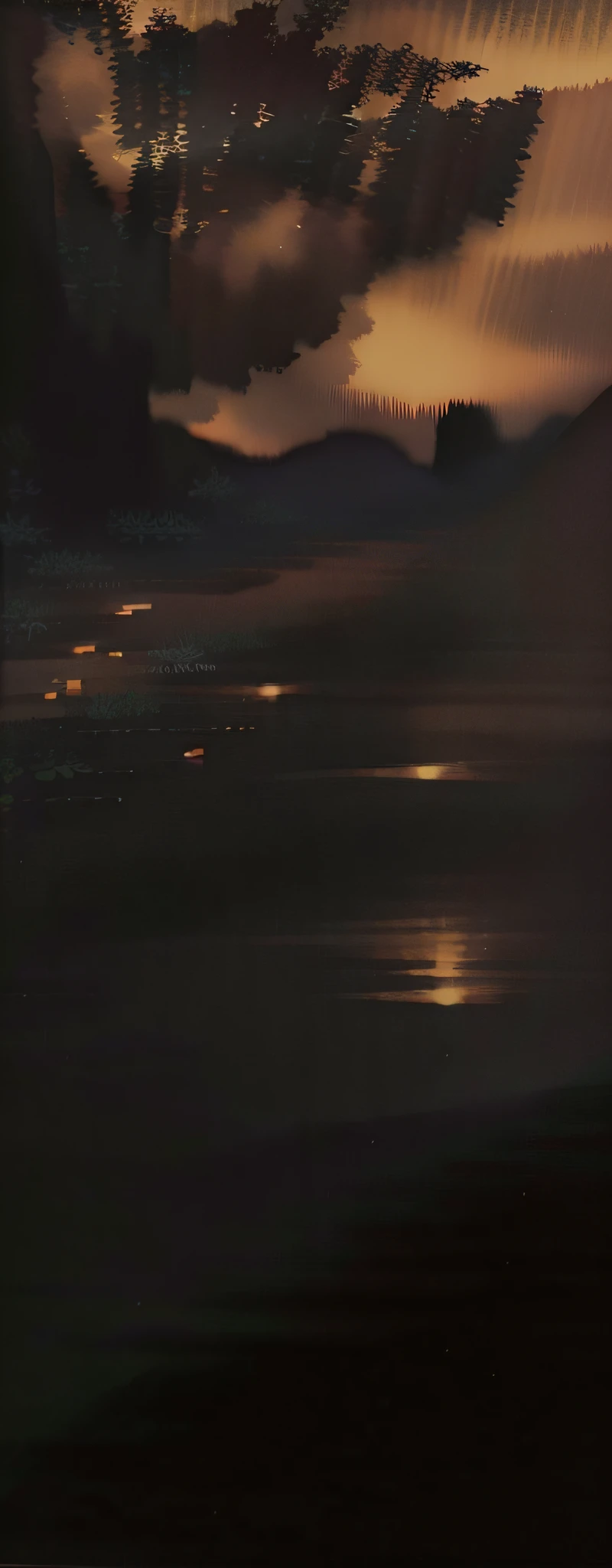 Ancient landscape dark pattern background on black background