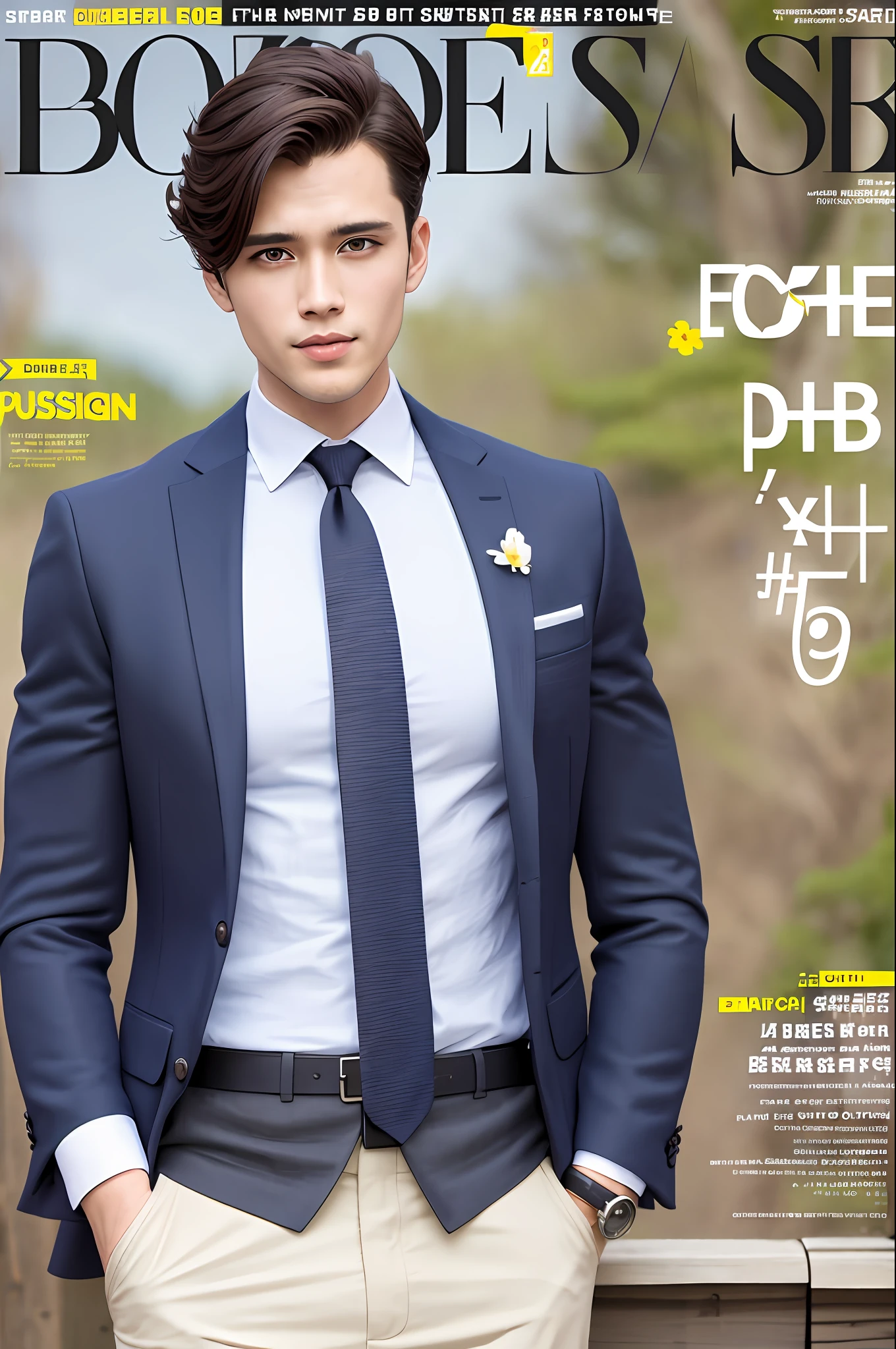 Masterpiece, Superb Style, Spring Dress, Handsome Guy, Outdoor, Magazine Cover, Upper Body,