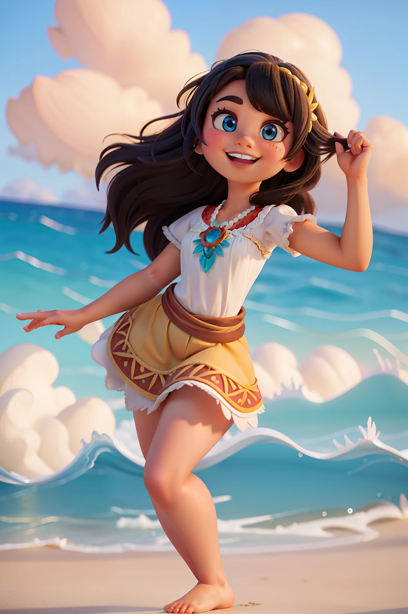 Disney Princess Moana dancing, white background