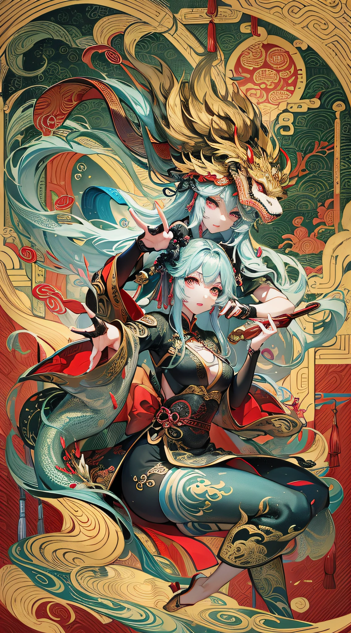 Amazing epic chinese ancient theme, water&ink style, Fantasy style, martial arts style, Temple, chinese dragon, Chinese fairy tale,highly detailed, dynamic,expressive, clean lines, cinematic, stunning --auto --s2