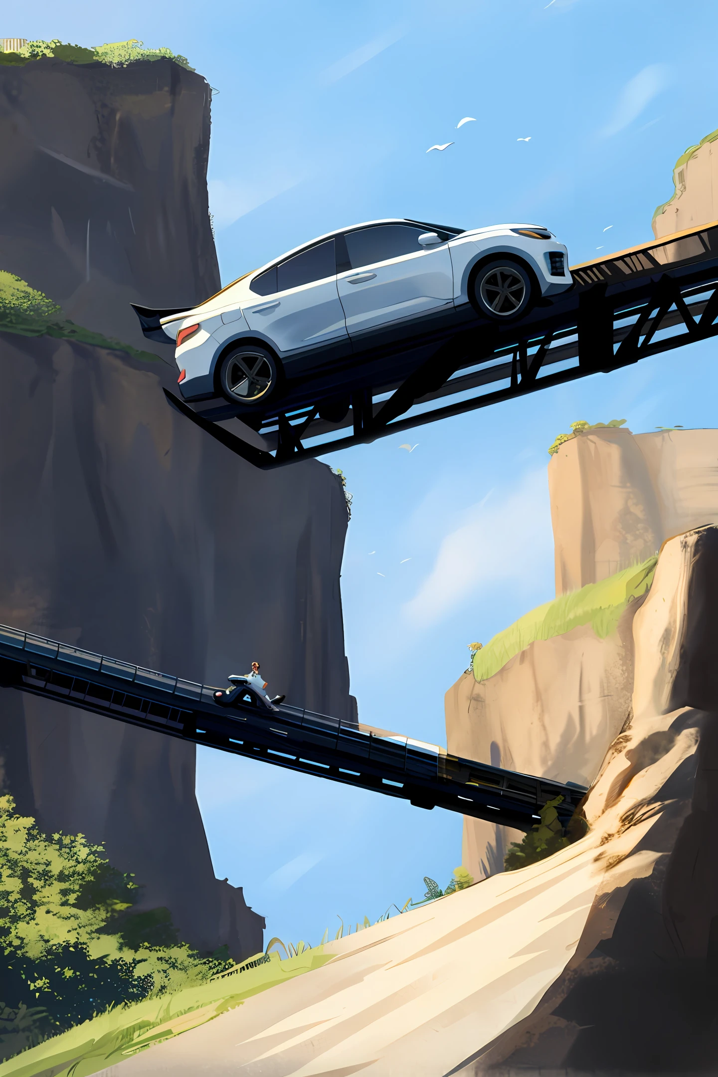 Cliff car driving