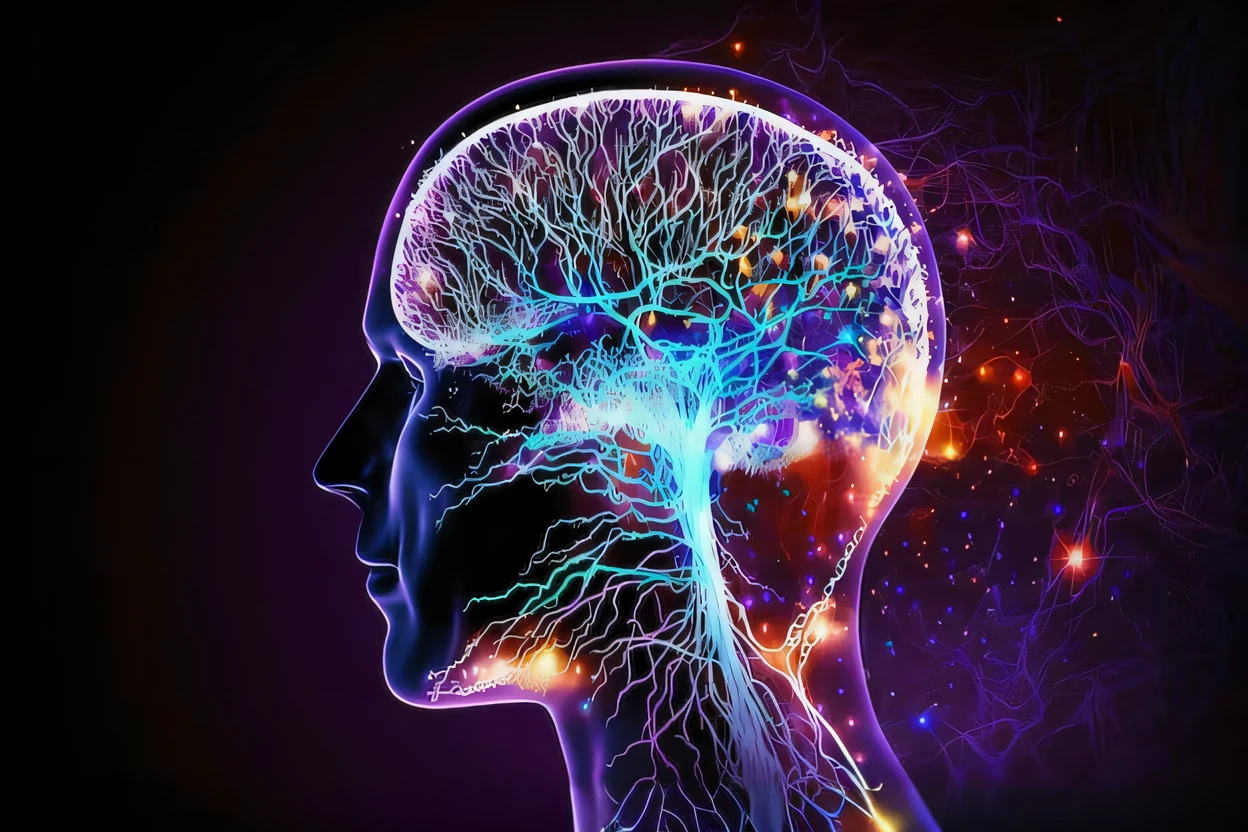 a close up of a person's head with a brain and a glowing tree, grey matter and neurons, neuroscience, consciousness projection, neural, human brain, nootropic stimulant, circuitry visible in head, brain visible, neurological marvel, they reach into his mind, brain connected to computer, elevated consciousness, tree of life brains, neural networks, distributed consciousness
