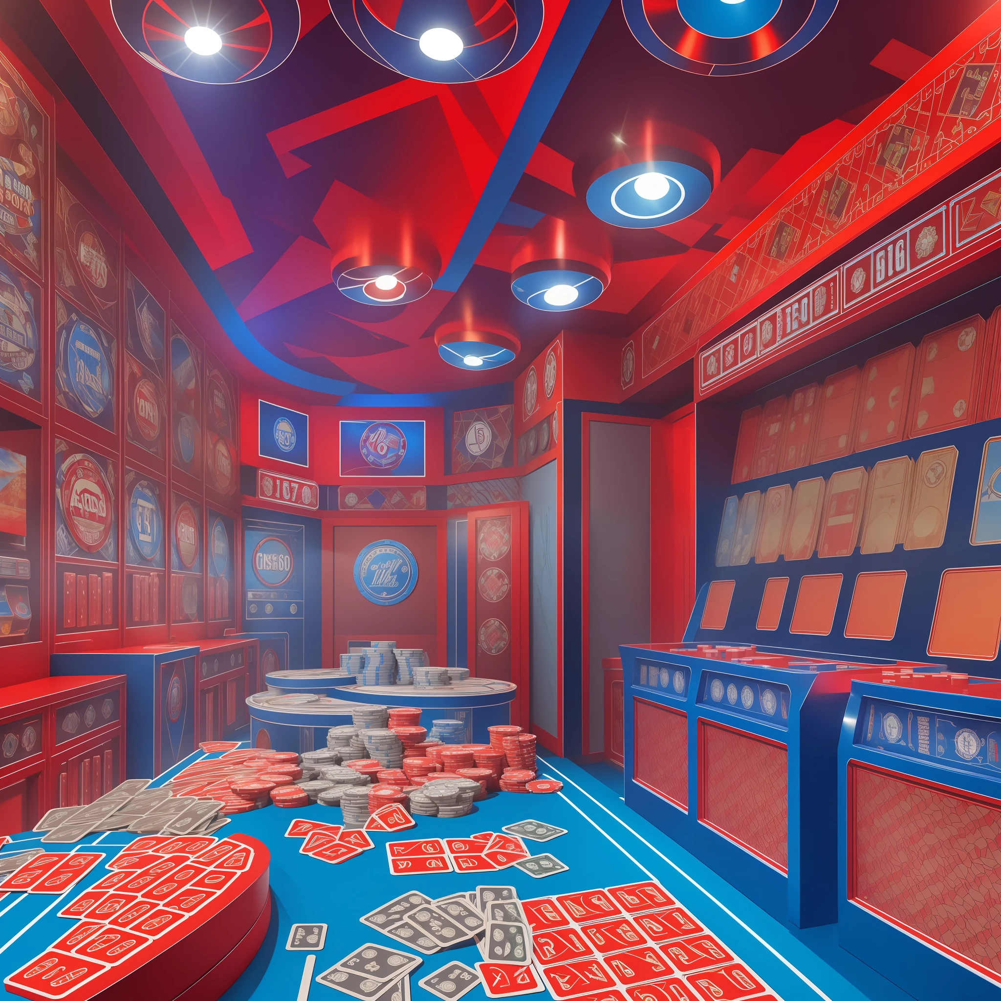 a blue and red background that table contains the elements of casino, chips, money, dice.
Must contain a comic-style bomb element with an explosion and smoke --ar 9:16 --auto --s2