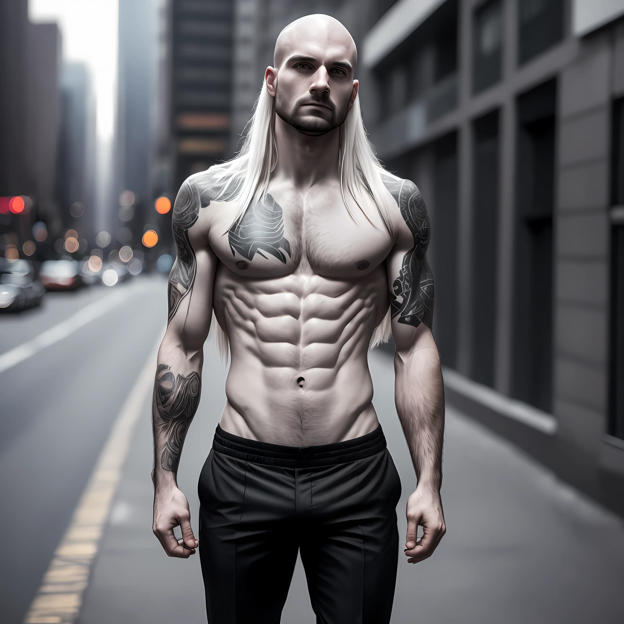 30 year old brutal man in black social suit clothes,scars, long haircut, pale skin, athletic body, new york background (highly detailed skin: 1.2), 8k uhd, dslr, soft lighting, high quality, film grain, Fujifilm XT3 --auto --s2