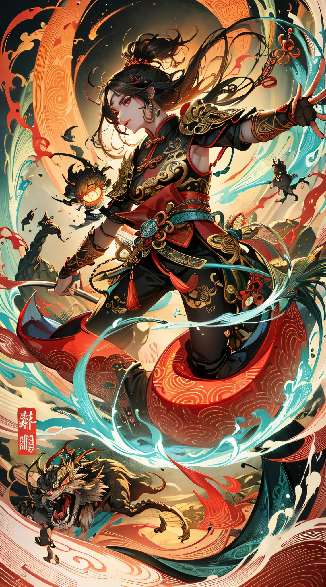 Amazing epic ancient Chinese theme, ink style, fantasy style, Chinese dragon, dynamic, expressive, clean lines, movie, stunning --auto --s2
