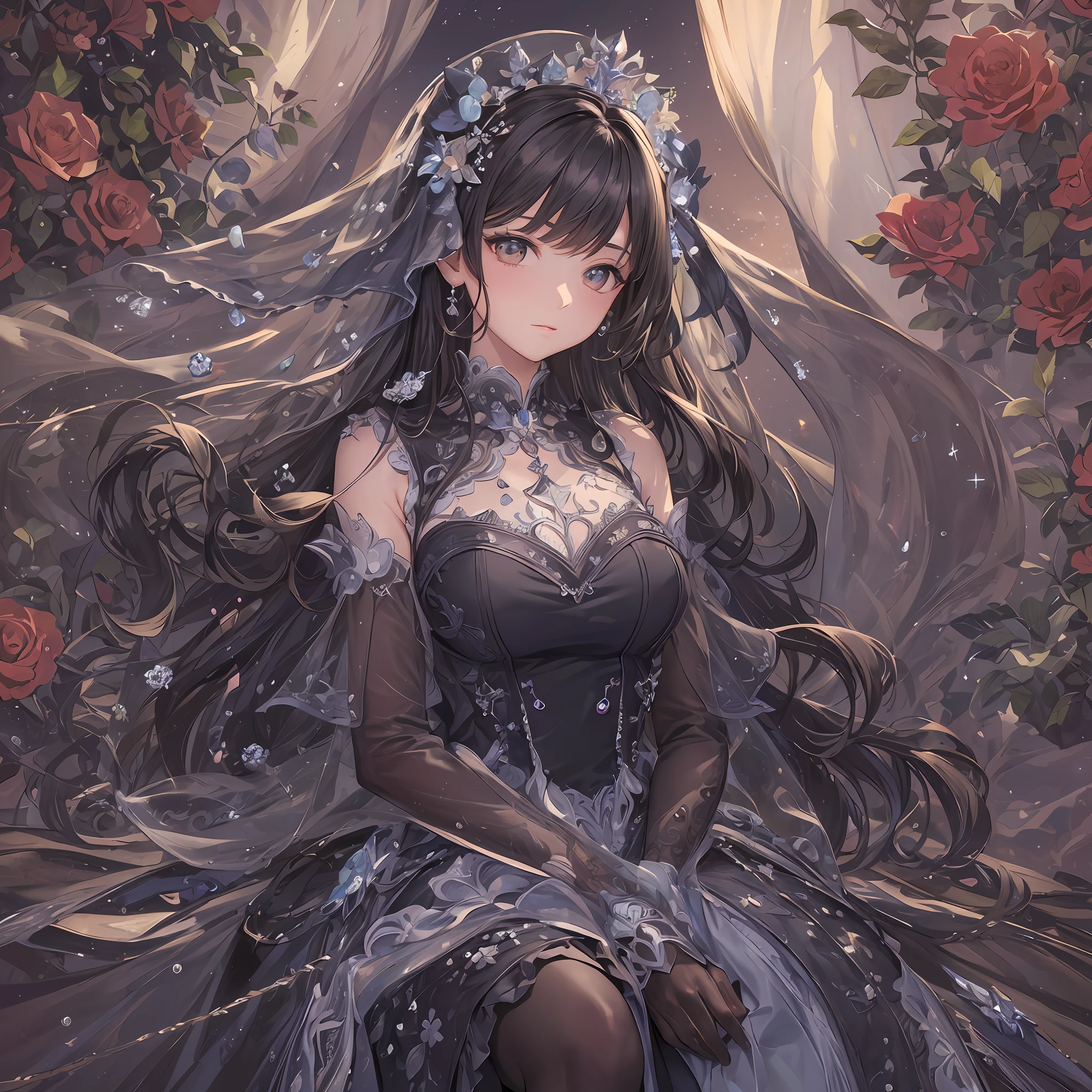 (Masterpiece), ((Highest Quality)),(Official Art),Beautifully Indulgent:1.2),(Dress),(1 Girl: 1.3), A beautiful woman wearing a dress with a detailed and delicate design sealed in a crystal, and a beautiful woman growing up by taking in the sealed crystal. It shines faintly in the light of the midnight moon. Detailed drawing. Bright colors. Colorful, highest detail ((ultra detail))), (highly detailed 2D illustration), ((very delicate and beautiful)), wakame, wakame, wakame, wakame, wakame, wakame, wakame, wakame, wakame, wakame