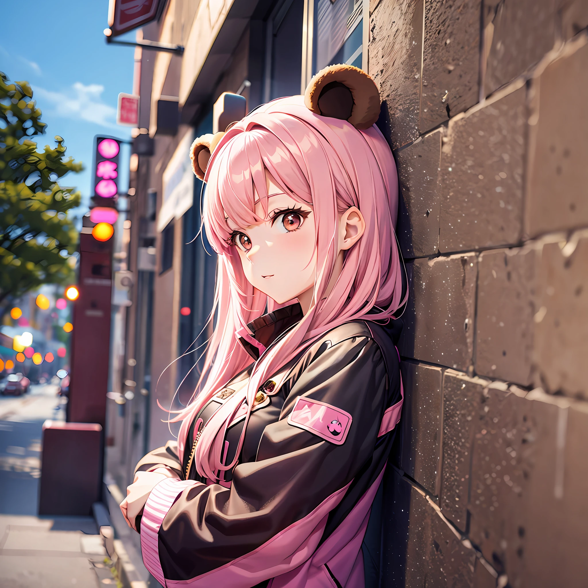 Anime Kuma Kuma Bear Bear, Bear Costume, Pink Hair, Cute Girl, High Resolution, High Quality,