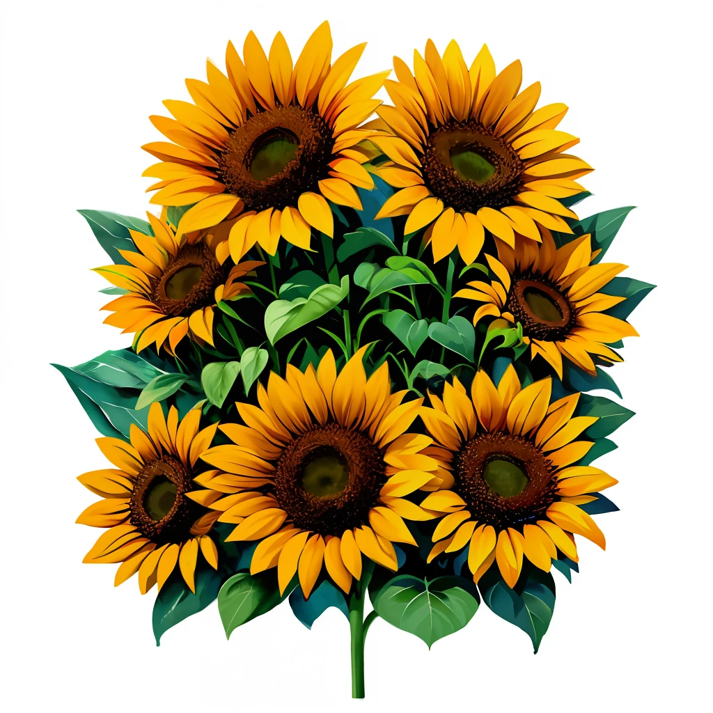 A sunflower flower in watercolor style, Design with 32k quality, inspired by T-shirt design, with watercolor style, made by DSLR Camera, full framing, centered, white background, maximum quality, maximum detail.