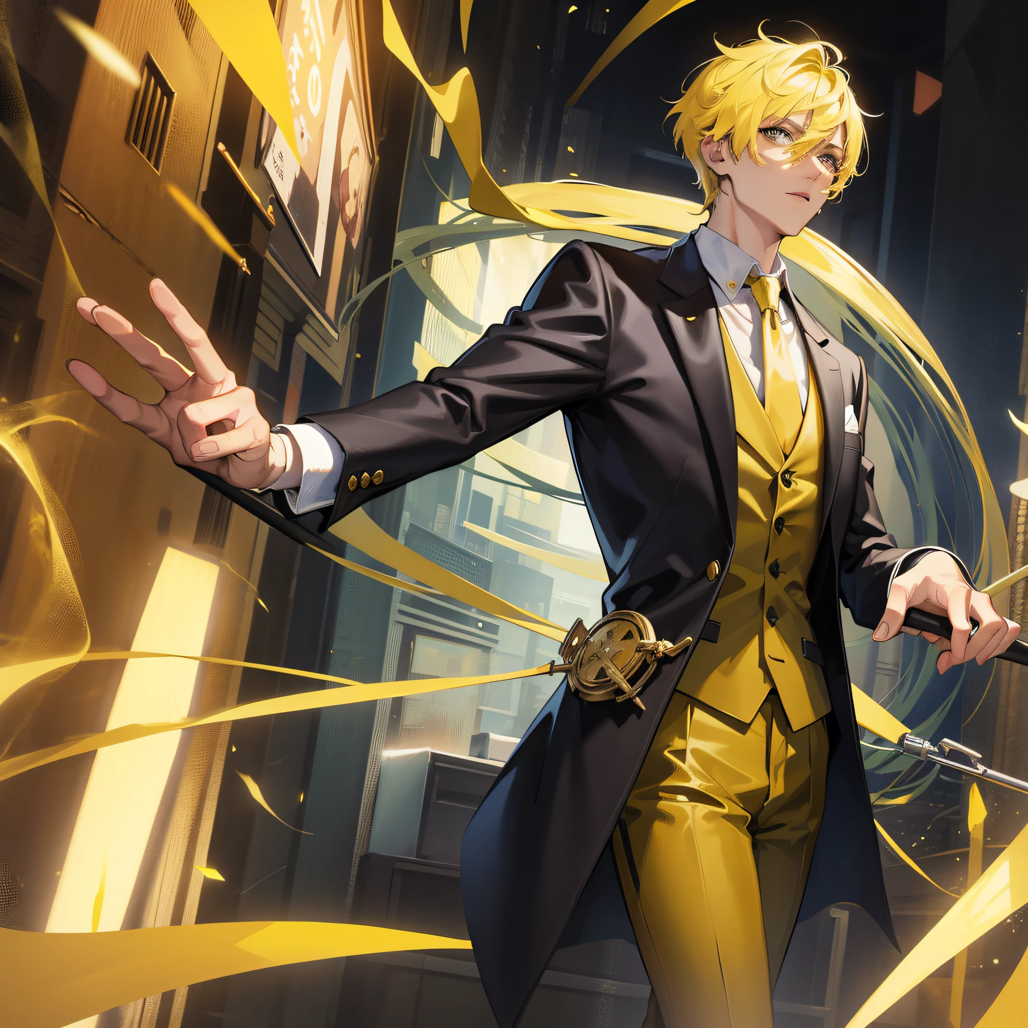 A man with short yellow hair and a suit