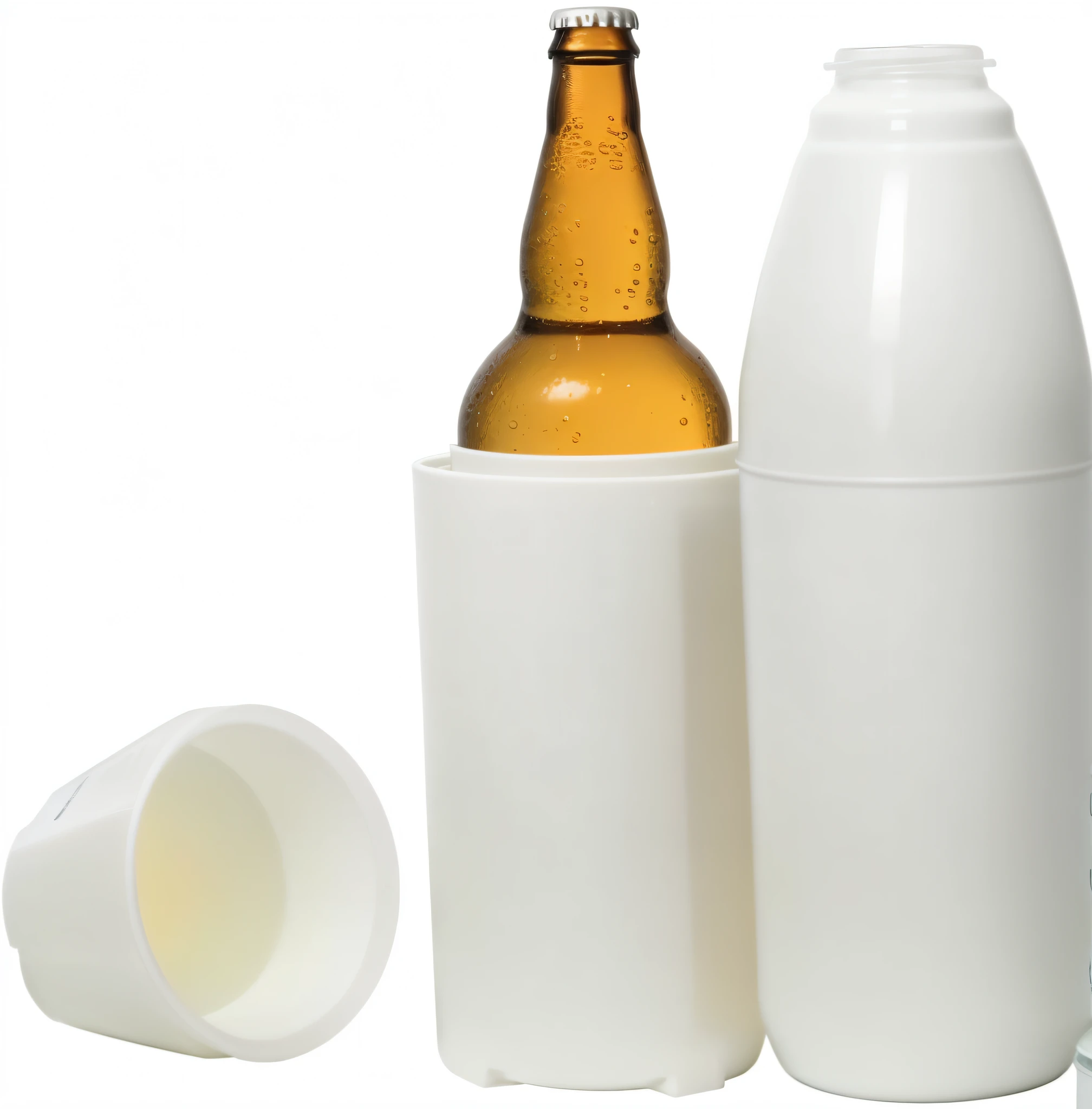 there is a bottle of beer and a white cup on a table, beer bottle, cold beer, beer bottles, beer, caseless ammunition, bottles covered in wax, 6 pack, product photo, bottle, bottles, white: 0.5, very thirsty, cryogenic pods, white foam, trenches bombs, highly capsuled, 8 5 mm shot --auto --s2