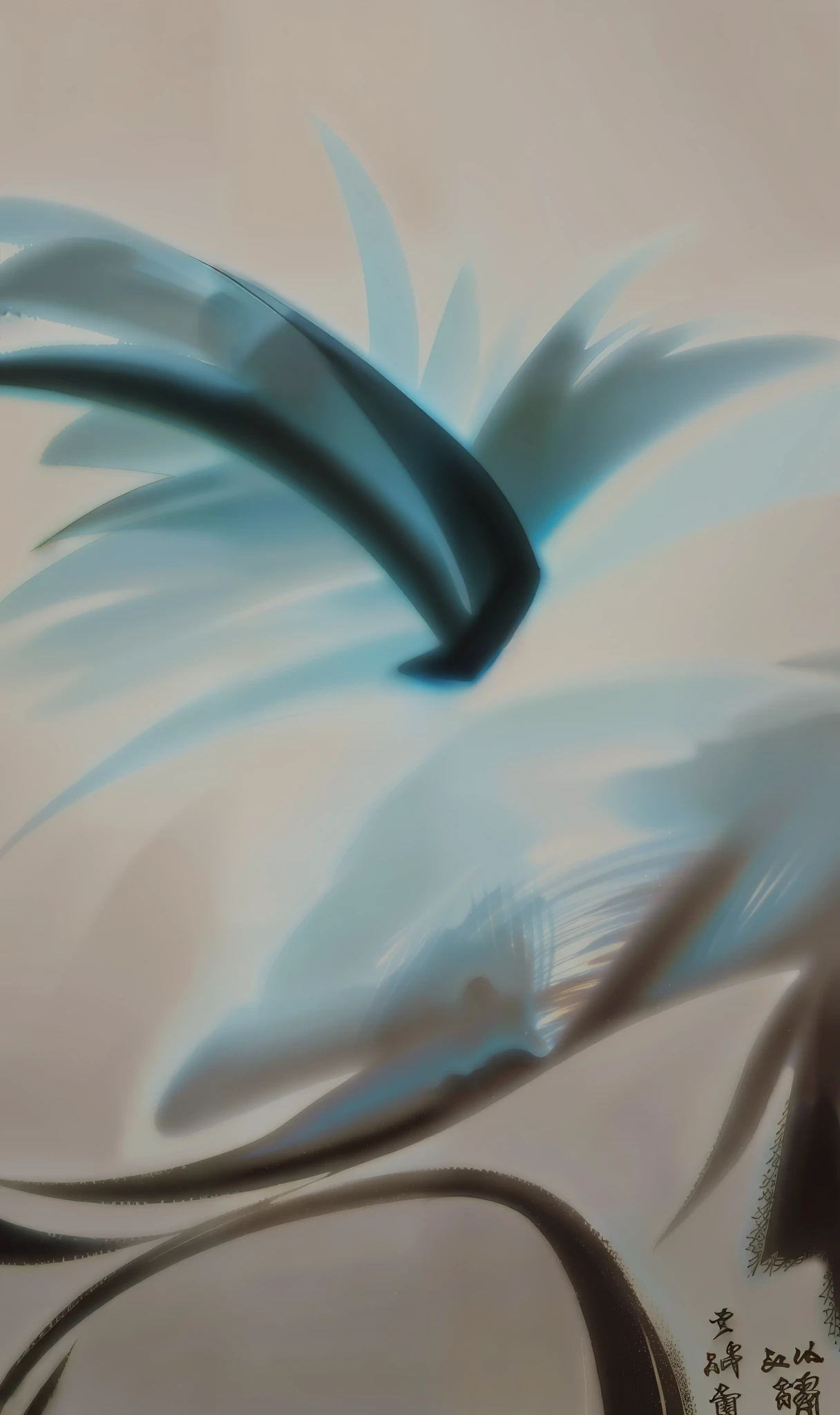 there is a picture of a flower with a blue center, soft airbrushed artwork, monochromatic airbrush painting, airbrushed artwork, 20th century, 2 0 th century, by Otake Chikuha, inspired by Koson Ohara, by Sugimura Jihei, zhang daqian, air brush illustration