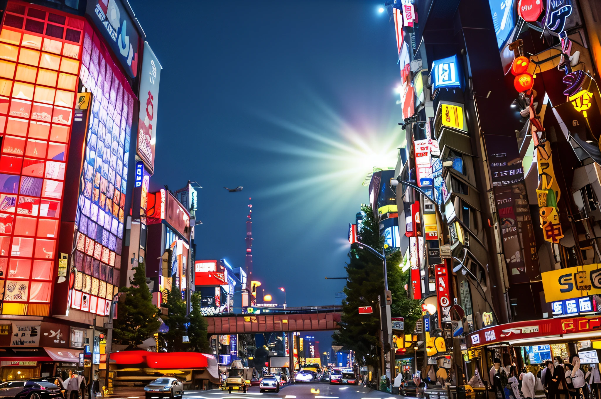 araffes and cars on a busy city street at night, in tokyo at night, japanese downtown, in tokyo shinjuku, tokyo akihabara street cityscape, shinjuku, akihabara, in tokyo akihabara, shibuya, shibuya shibuya, tokyo at night, shibuya street, japanese city at night, neon tokyo, tokyo street cityscape