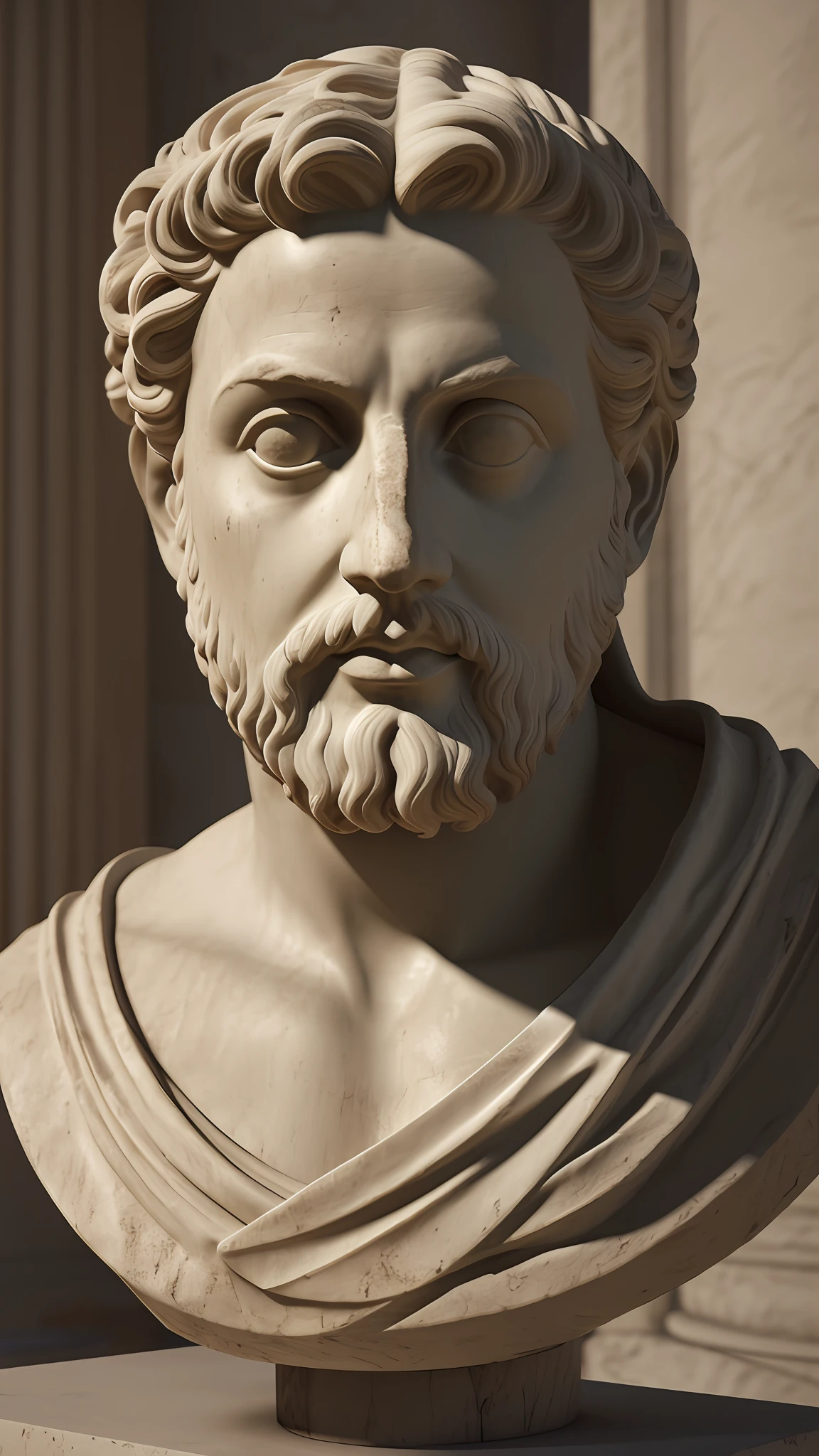 Plato, ancient Greece in the background, photography, soft lighting, soft details, octane, trend artstation, ultra high detail, ultra realistic, cinematic, 16k