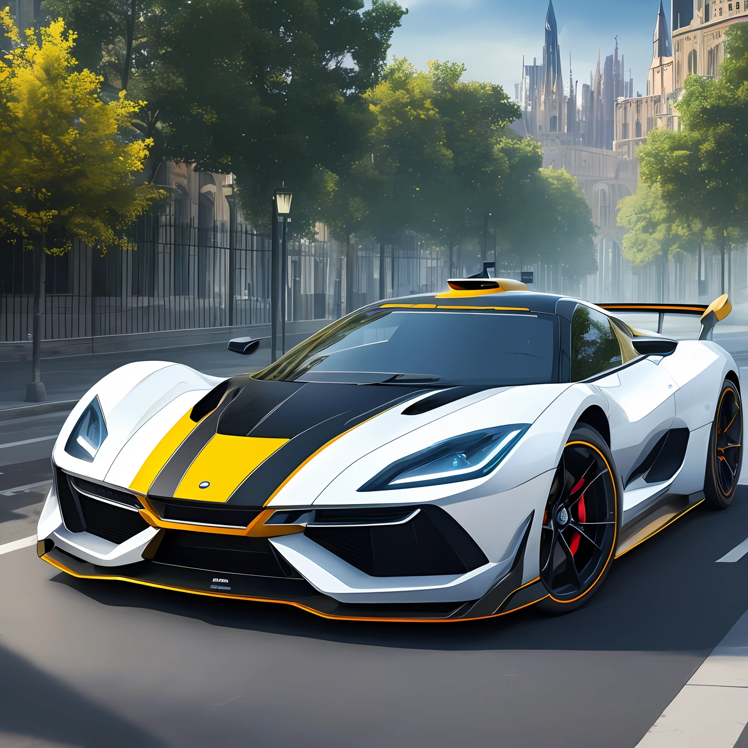 (masterpiece, high image quality) a futuristic car in a furrian city