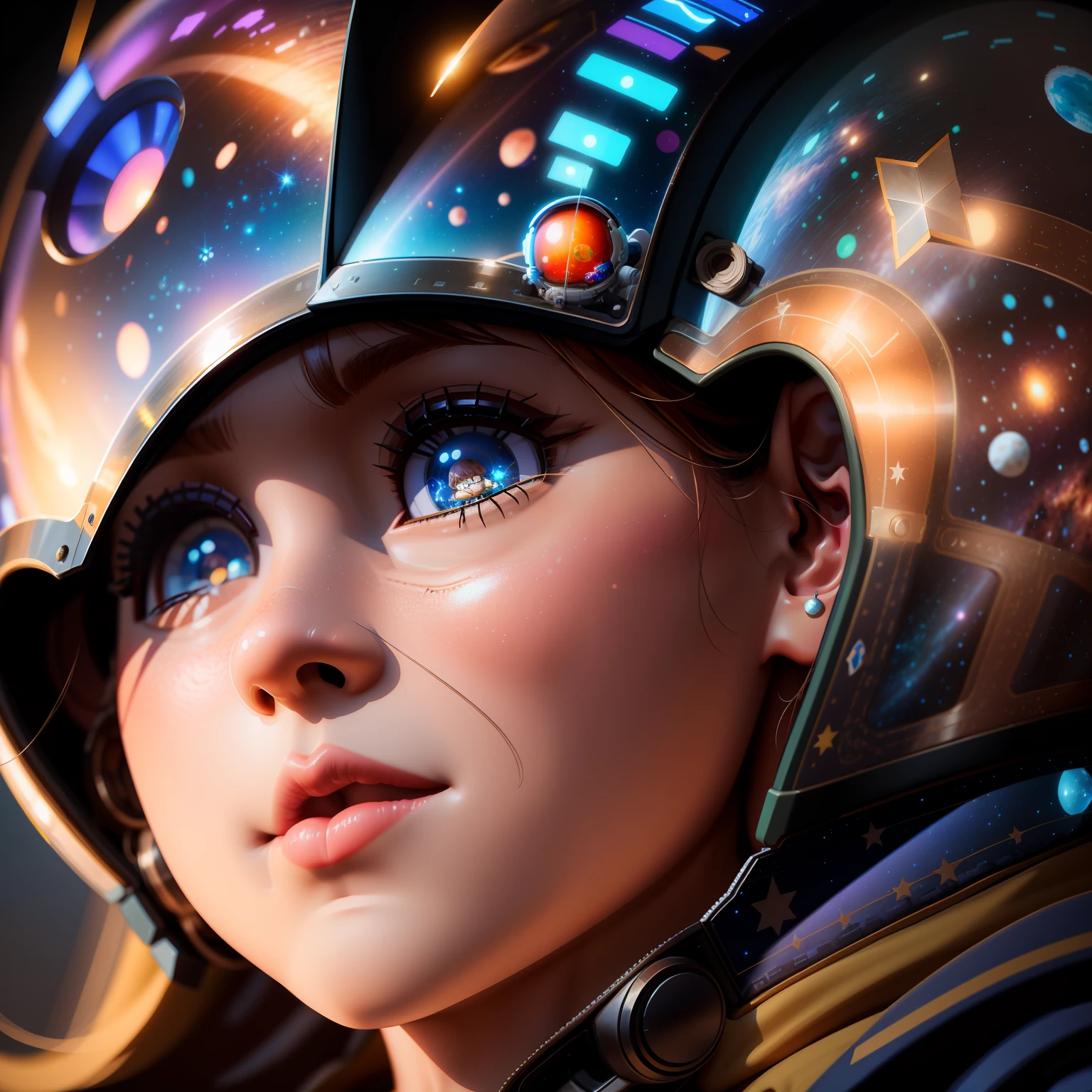 There is a small doll with helmet and helmet, cute 3d rendering, small astronaut looking up, portrait anime space cadet boy, cute 3d anime boy rendering, cute detailed digital art, cute male explorer, stylized 3d rendering, 3d rendered 8k character art, cute digital painting, 3d anime style, super detailed rendering