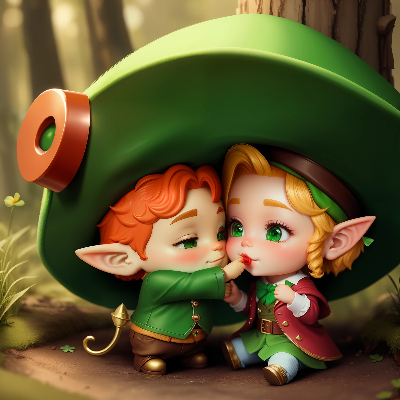 Leprechaun kisses fairy