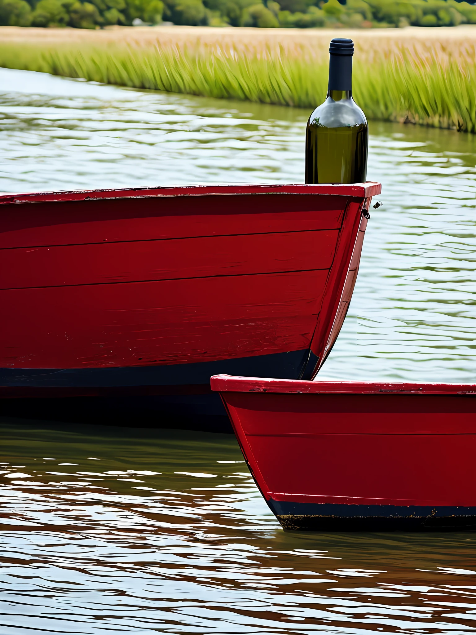 Wine bottle Red-headed boat