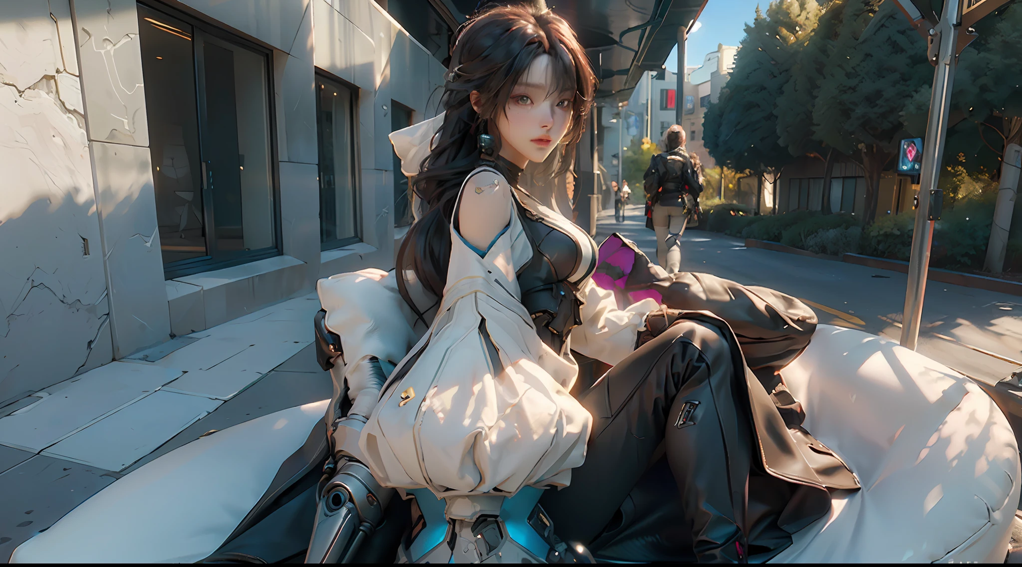 ((Best quality)), ((masterpiece)), (detailed:1.4), 3D, an image of a beautiful cyberpunk female,HDR (High Dynamic Range),Ray Tracing,NVIDIA RTX,Super-Resolution,Unreal 5,Subsurface scattering,PBR Texturing,Post-processing,Anisotropic Filtering,Depth-of-field,Maximum clarity and sharpness,Multi-layered textures,Albedo and Specular maps,Surface shading,Accurate simulation of light-material interaction,Perfect proportions,Octane Render,Two-tone lighting,Wide aperture,Low ISO,White balance,Rule of thirds,8K RAW,