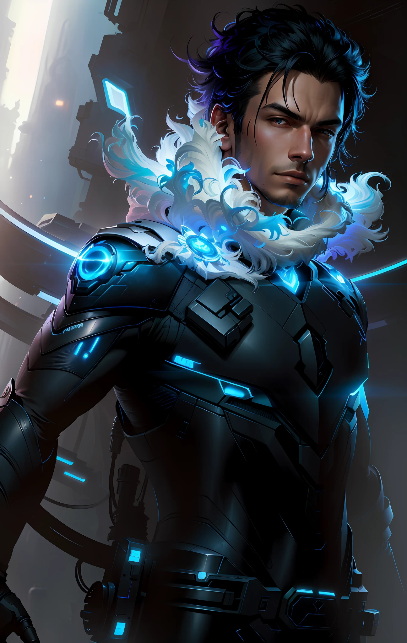Arafed young, 21 years old, in a futuristic suit with bright lights on his shoulders, soft digital concept art, amazing 8K character concept art, high quality digital concept art, digital concept art, Ross Tran 8 K, sci-fi epic character art, sci-fi epic character art, wlop. scifi, RossDraw global lighting, style of Raymond Swanland, on the seabed with marine life behind it