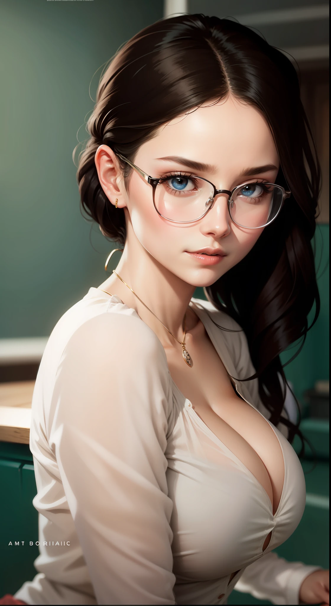 Delicate face, glasses, bumps
