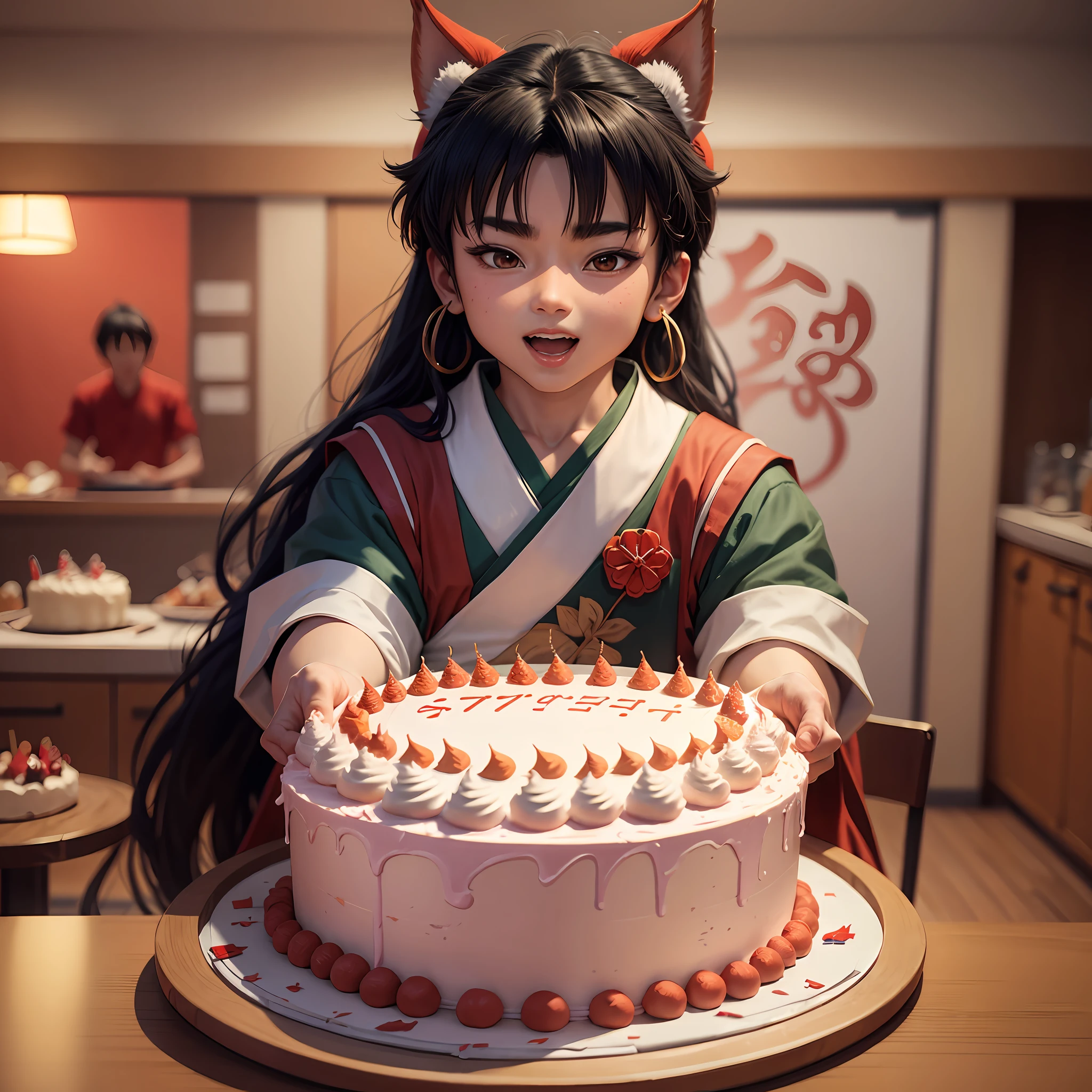 Inuyasha holds up a birthday cake to the audience --auto --s2