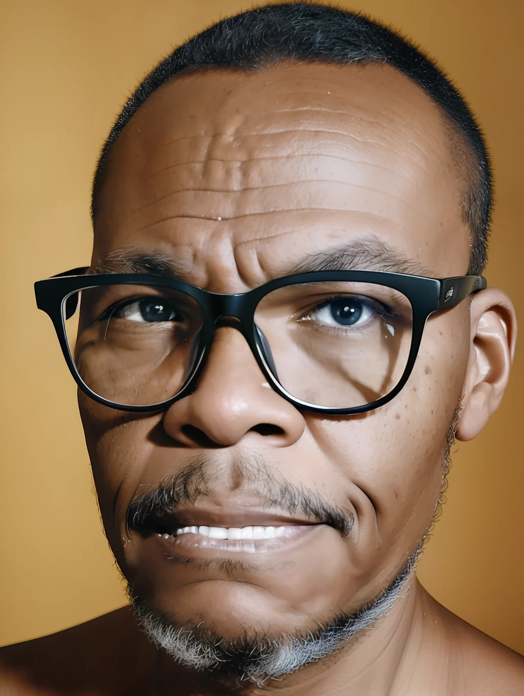 guttonerdreliberate1, 40-year-old man wearing glasses, The portrait captures the subject with stunning detail and clarity, showing his unique features and expressions. The image has a high resolution and dynamic range, with a shallow depth of field that draws the viewer's attention to the subject's face. Lighting is skillfully used to create a sense of warmth and dimensionality by highlighting the subject's skin tones and textures. The composition is well balanced, with the subject positioned off-center and the background providing a subtle but meaningful context. Overall, the image is a true testament to the photographer's skill and artistry