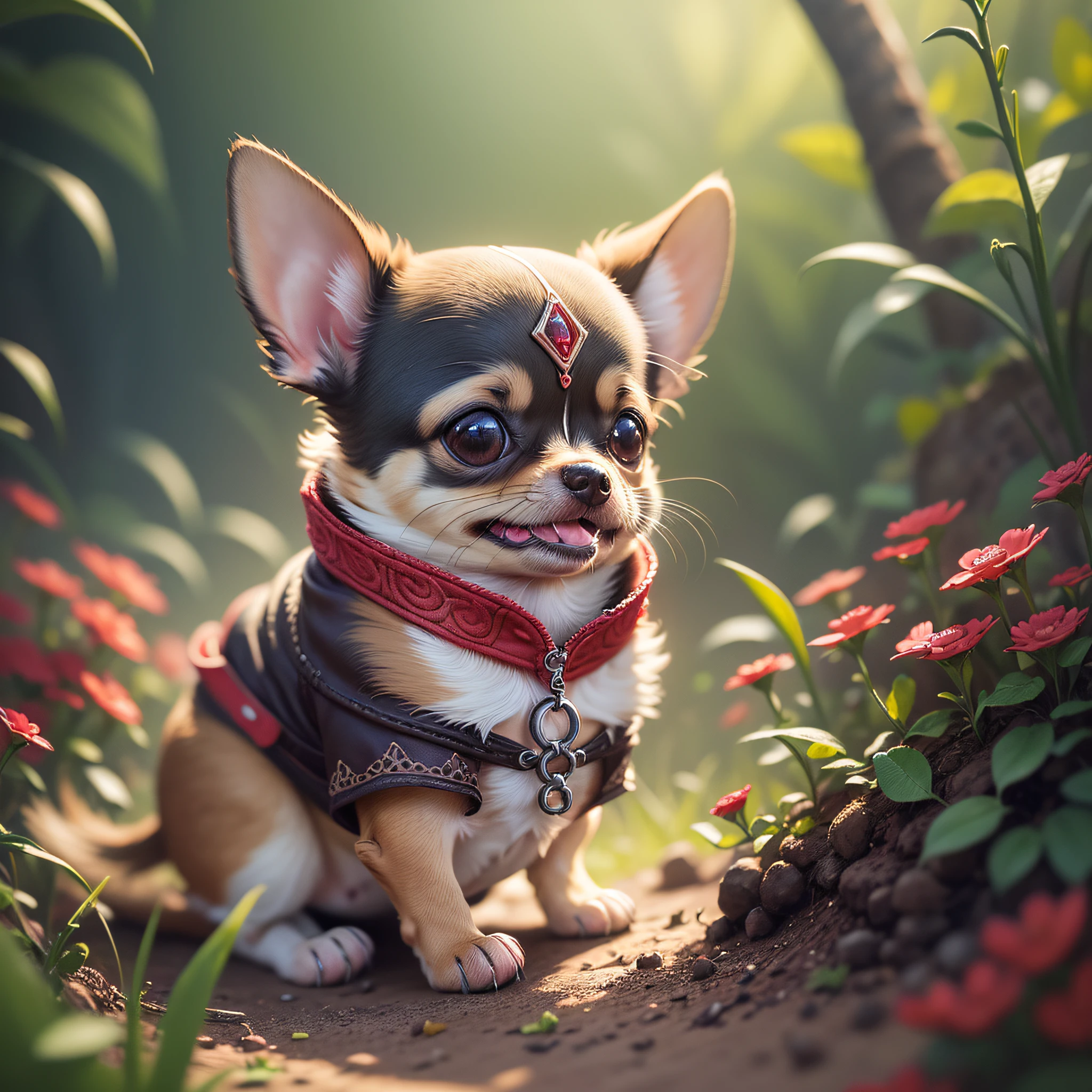 A (cute:1.3) Chihuahua wearing a (cute:1.6)red burrow, (intricate details), hdr, (intricate details, hyperdetailed:1.2), cinematic photo, vignette, centered, octane render, artstation, laughing,funny --auto --s2
