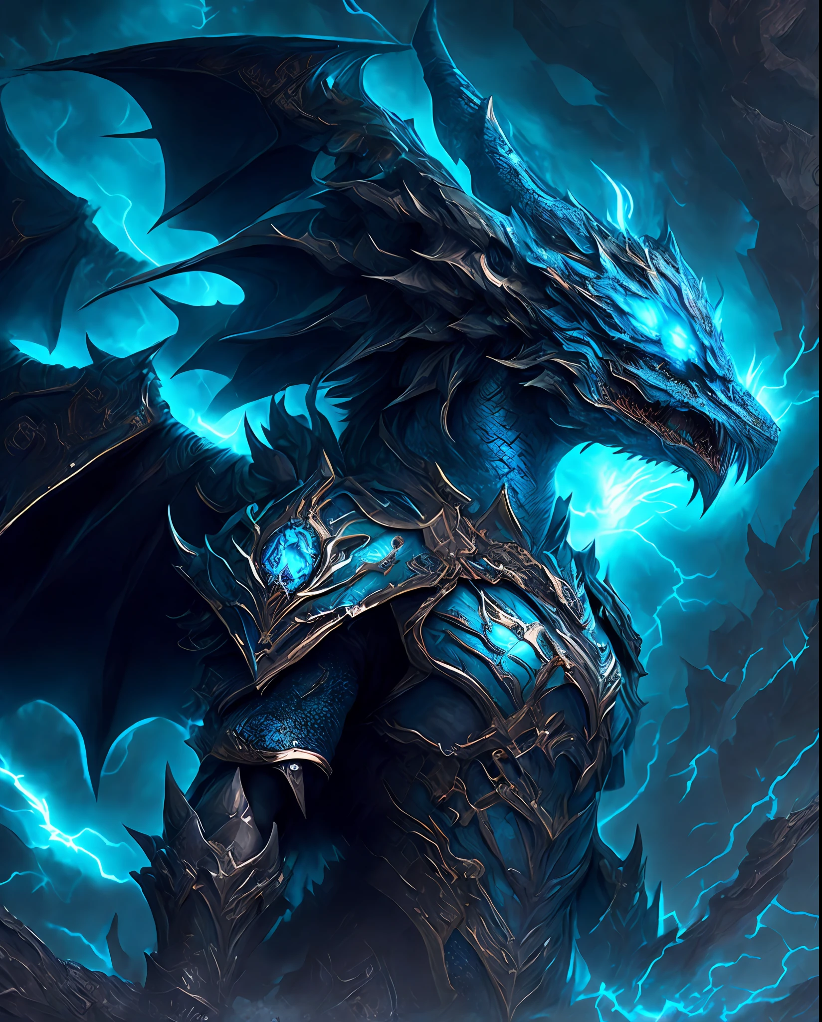 (Maximum Quality: 1.3, Masterpiece: 1.2), Dark Magic Style, Surrealist Art, Final Fantasy Art, Demon Dragon of Extinction, Demon Dragon Dark, Solo, Turquoise Eyes, Lightning Thunder, Lightning Laser, Armageddon, Dragon Wings *1.5, Perspective from below, Top Works, Super Detail, Official Art, Magic Art, Extreme Resolution.