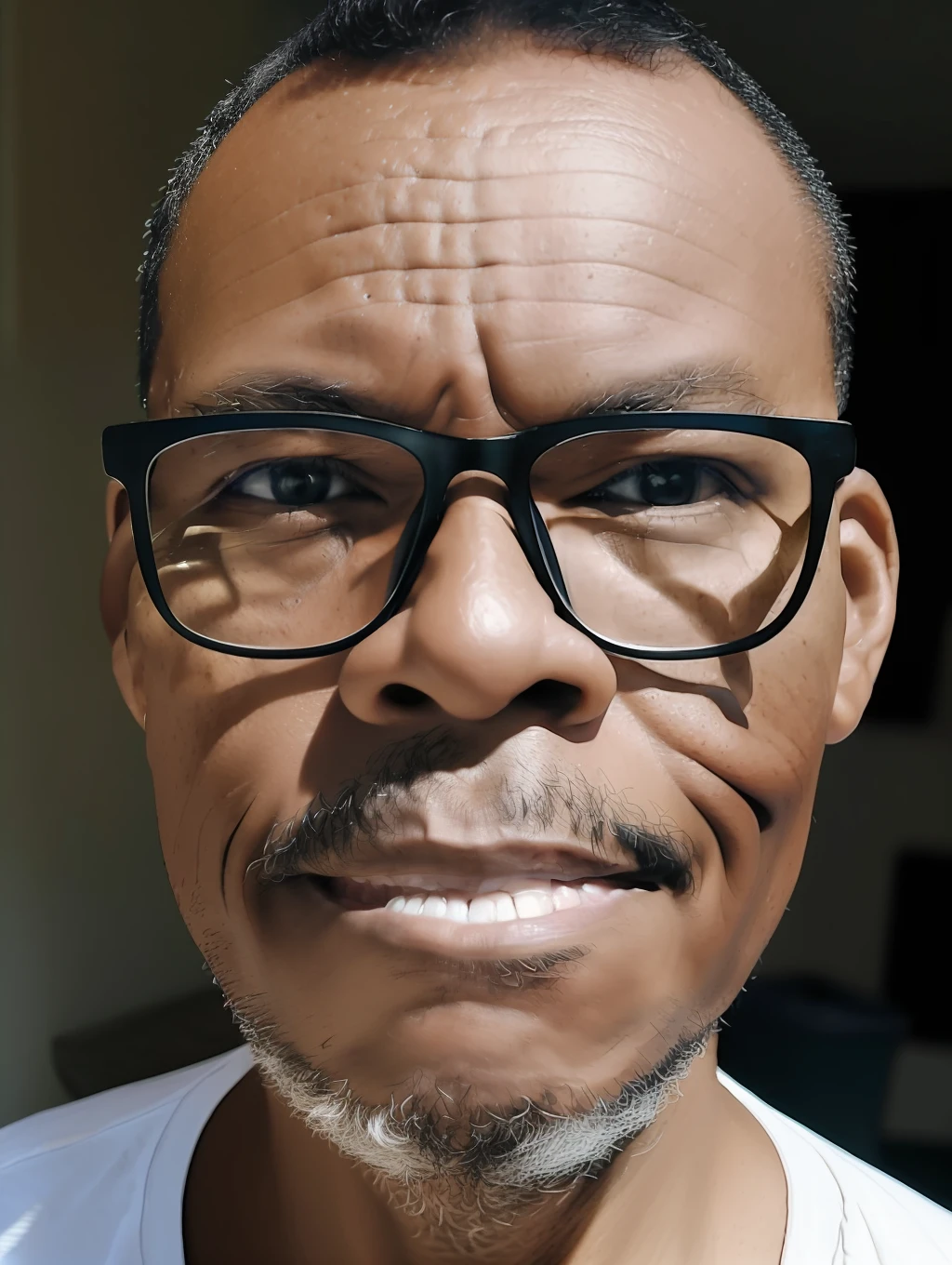 guttonerdreliberate1, 40-year-old man wearing glasses, realistic lips. The portrait of ((half body)) captures the subject with stunning detail and clarity, showing its unique features and expressions. The image has a high resolution and dynamic range, with a shallow depth of field that draws the viewer's attention to the subject's face. The (((lighting is soft))) expertly used to create a sense of dimensionality by highlighting the subject's skin tones and textures. The composition is well balanced, with the subject positioned off-center and the background providing a subtle but meaningful context. Overall, the image is a true testament to the photographer's skill and artistry