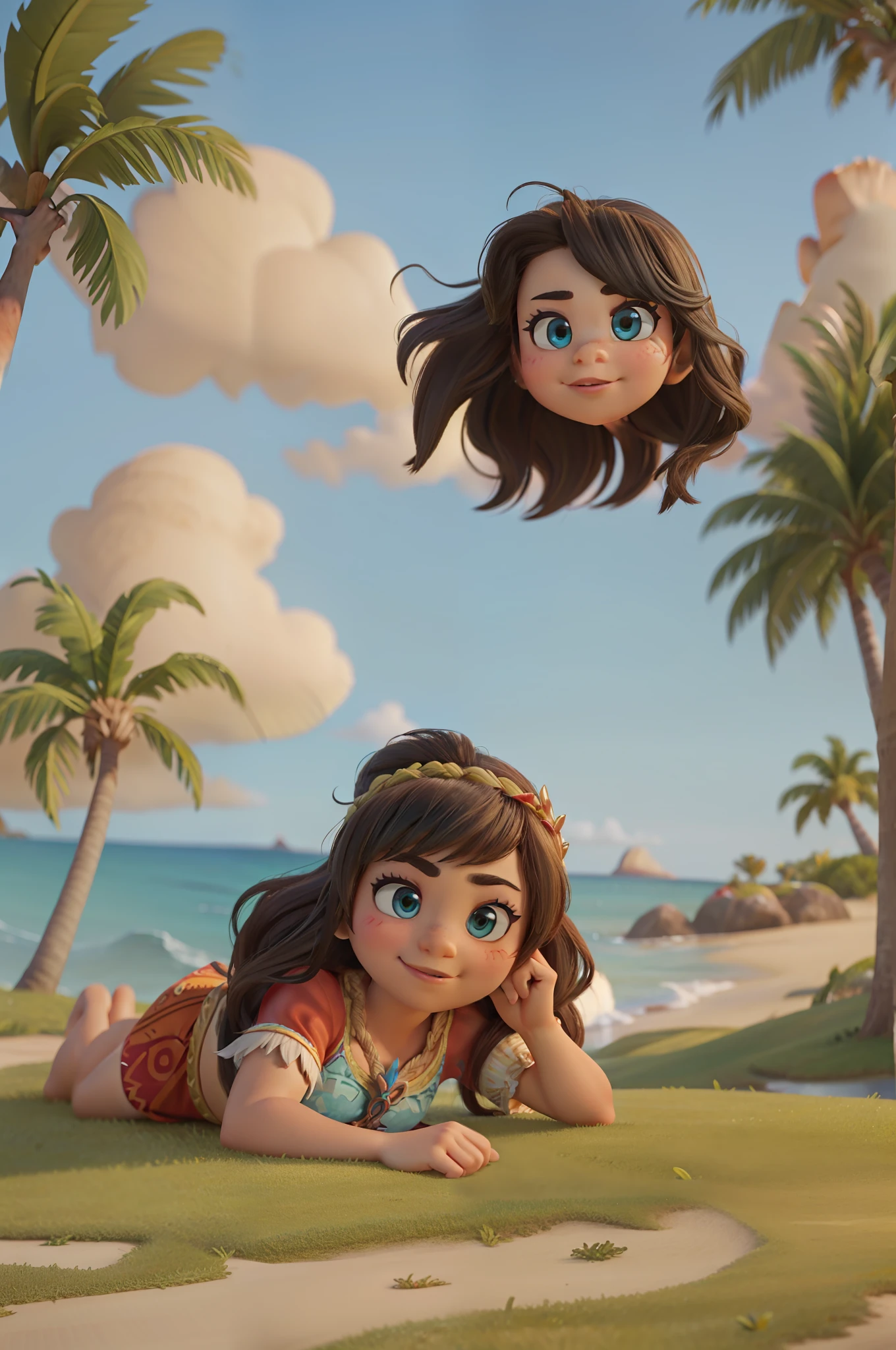 Disney Princess Moana, lying on the grass fidelity 1 force 2