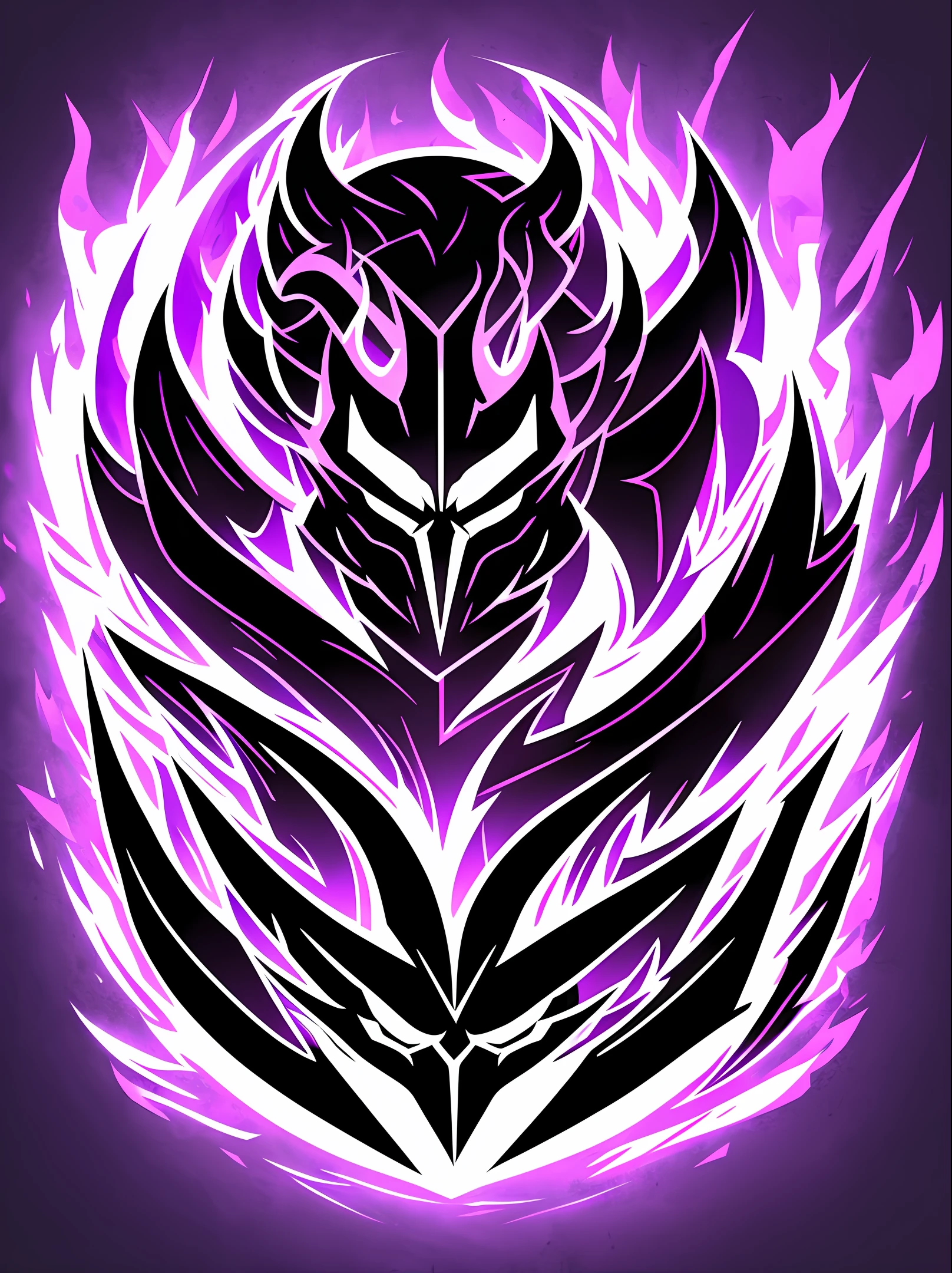best sport and gaming logo, best logo, premium vector, minimalist, sharp image, detailed, typography, fire, demon, with a death symbol from within, modern font, textures, vector, center axes, color, black, lilac, logo type, logo,
