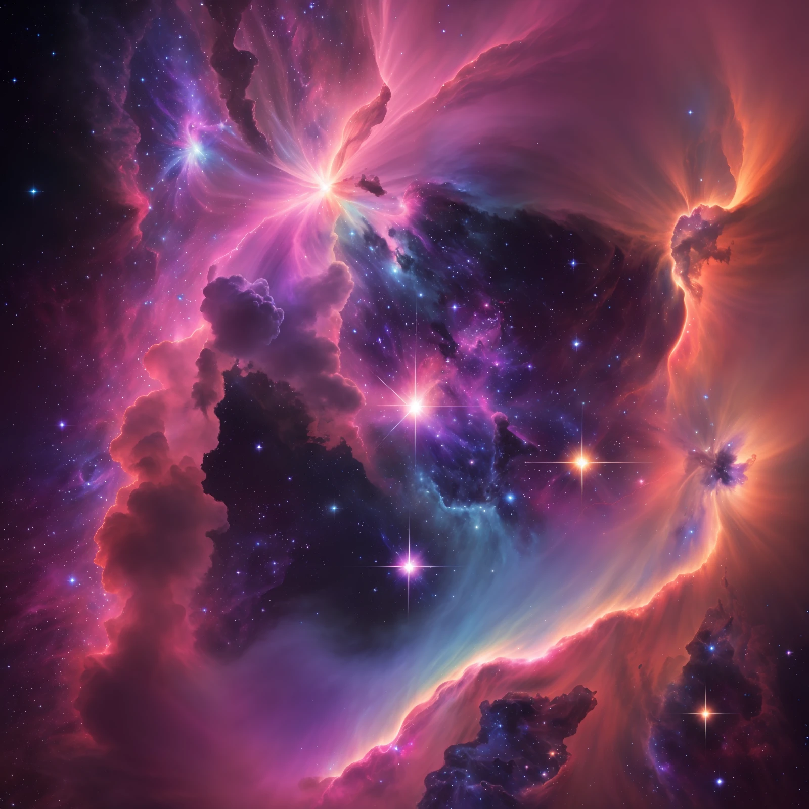 A stunning nebula, illuminated by vibrant hues of blues, purples, and pinks. This image captures the ethereal nature of interstellar clouds and sparks curiosity about the birth and evolution of stars.