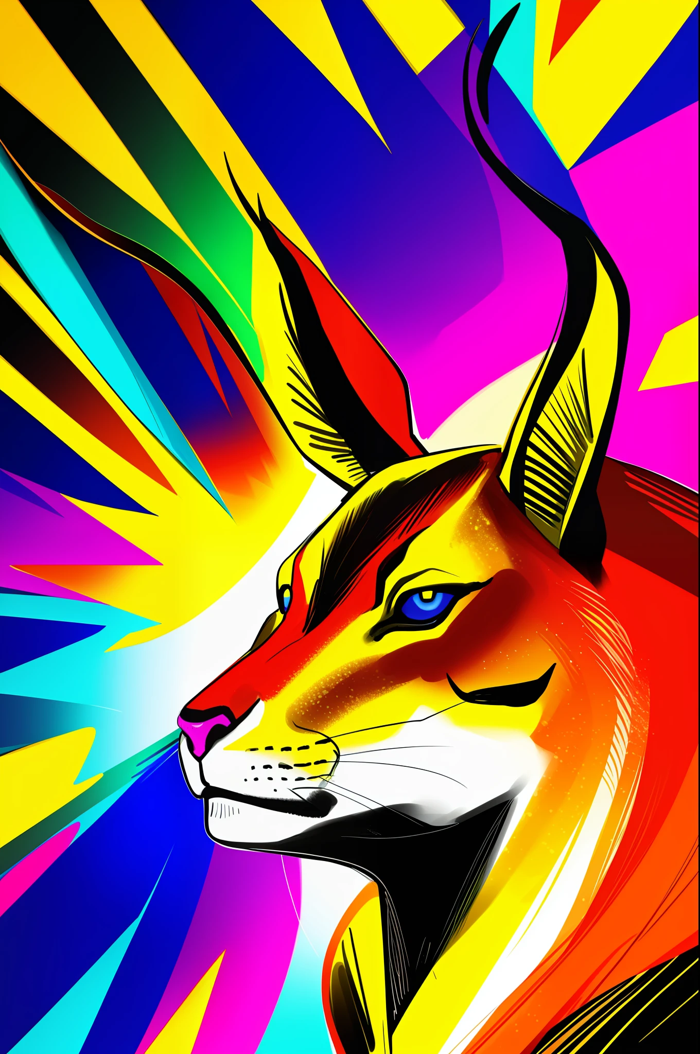 Face of the animal Impala with psychedelic shapes and curves with intense colors, high definition, infinite waves, spirals, realism, definition, 4k