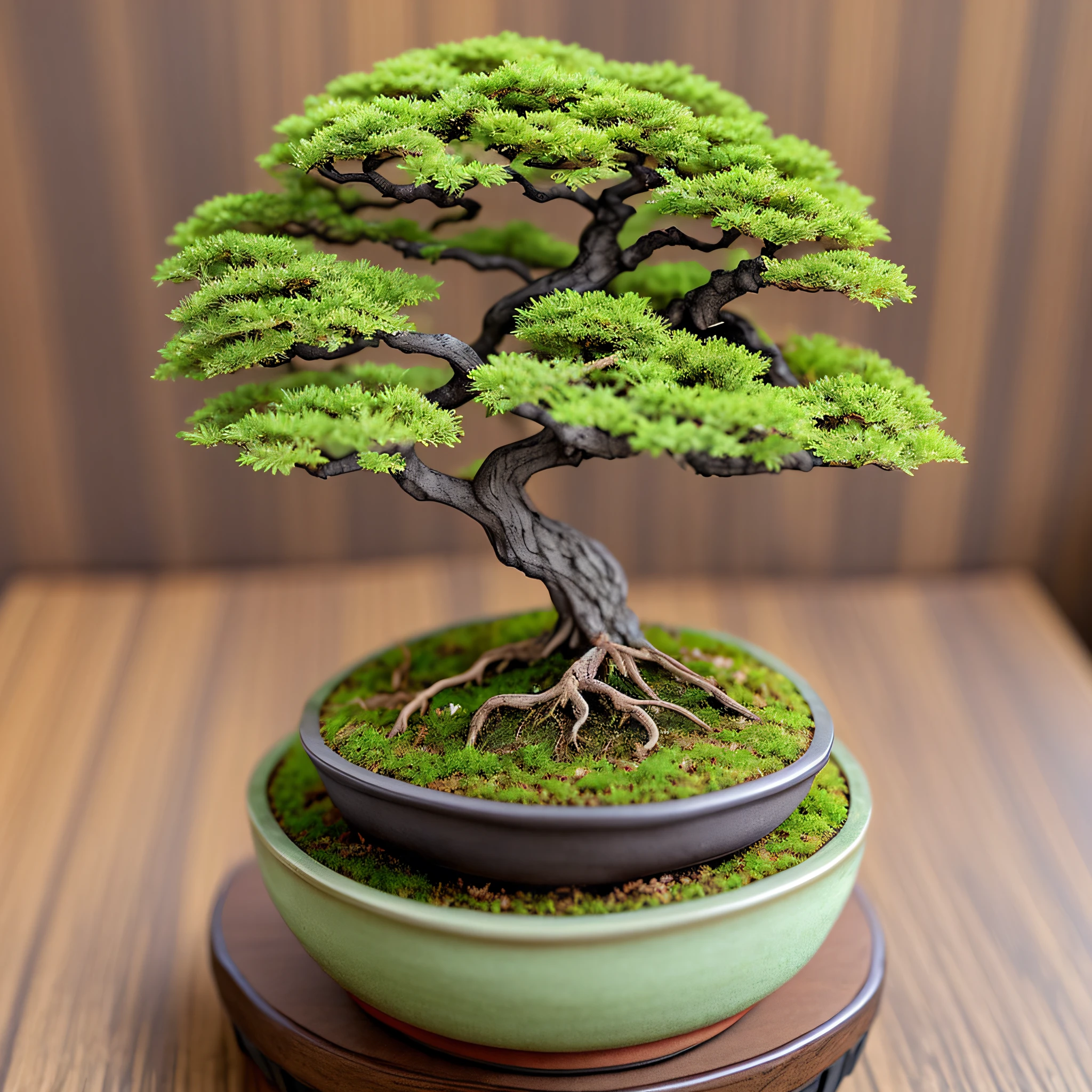 Miniature bonsai landscape with dolls above --auto --s2