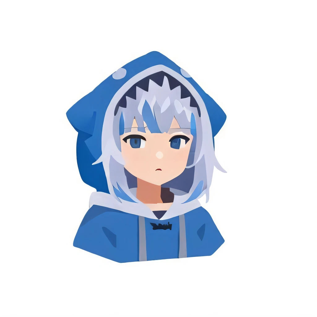 gawr gura, blue hoodie, shark hood, coloredic0n icon