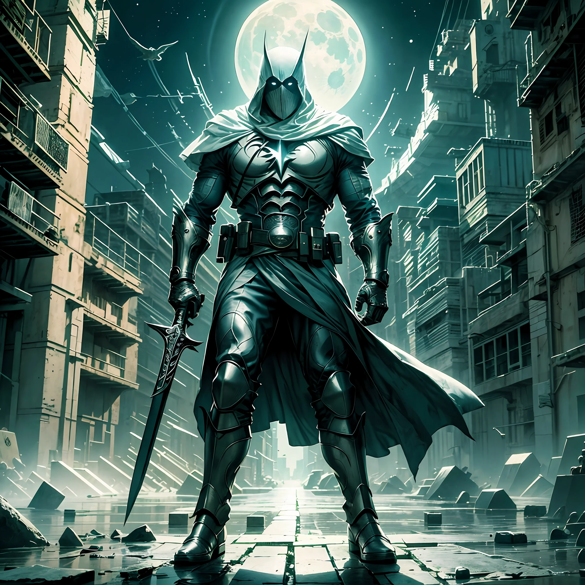 Masterpiece, best quality, realistic and perfect image, moon knight movie photography.full body --auto --s2